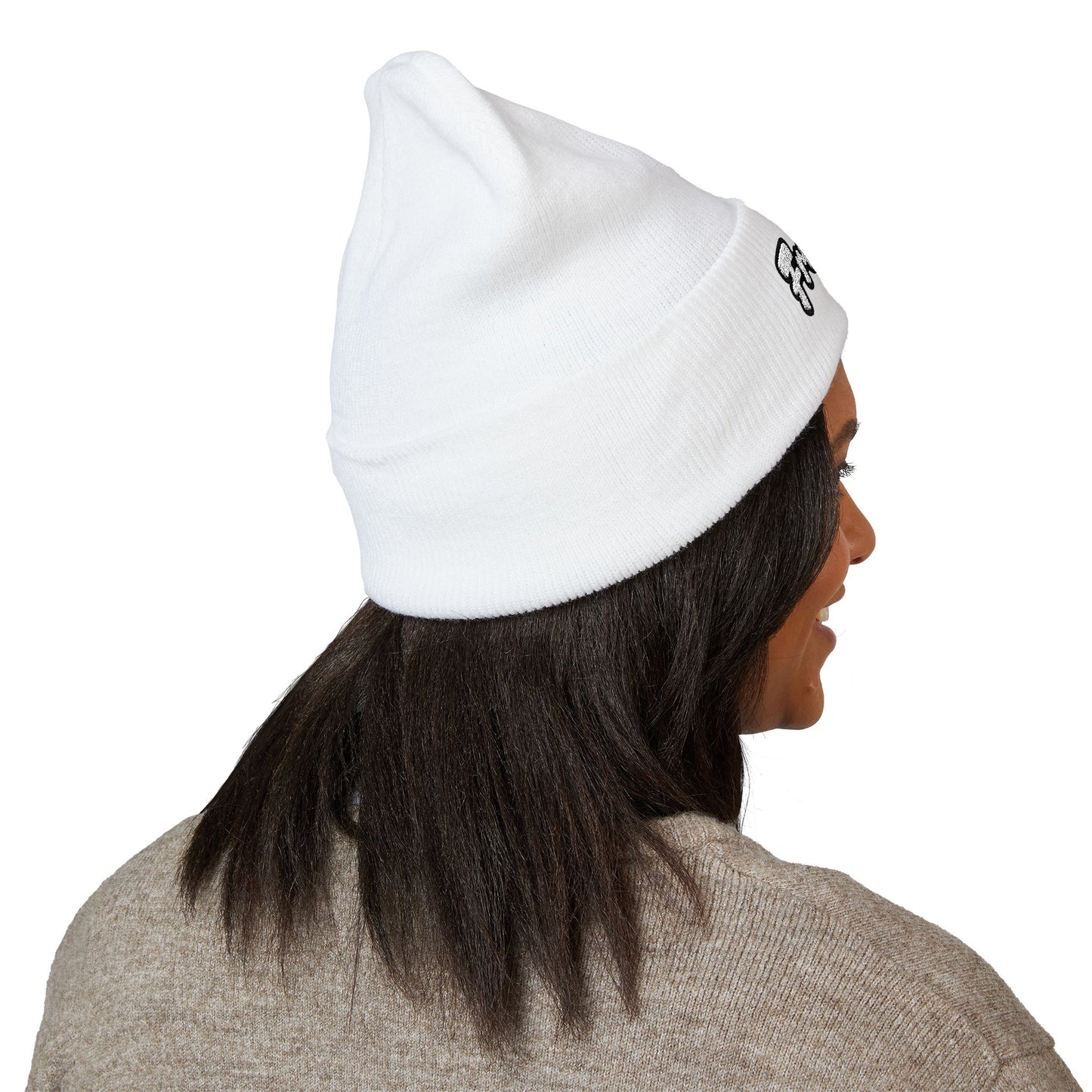 Freshly Baked Embroidered Beanie — Classic Cuffed White Beanie