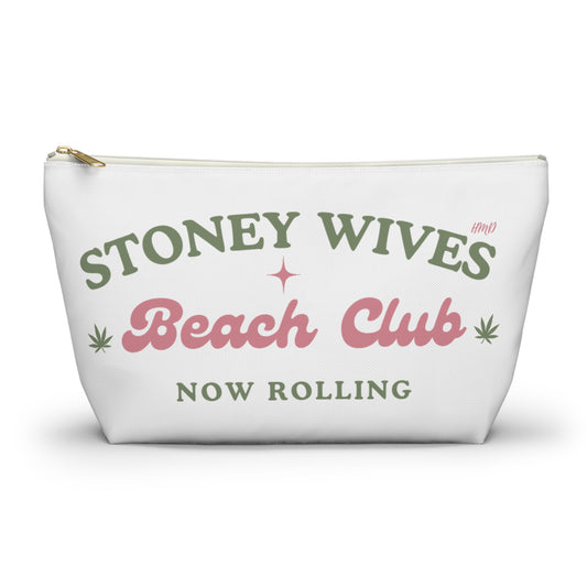"SLOSW" Stoney Wives Beach Club | Accessory Pouch | The Secret Lives Of Stoney Wives Podcast Merch | Cannabis Sesh Gear Bag | Boho Stoner Zipper Pouch