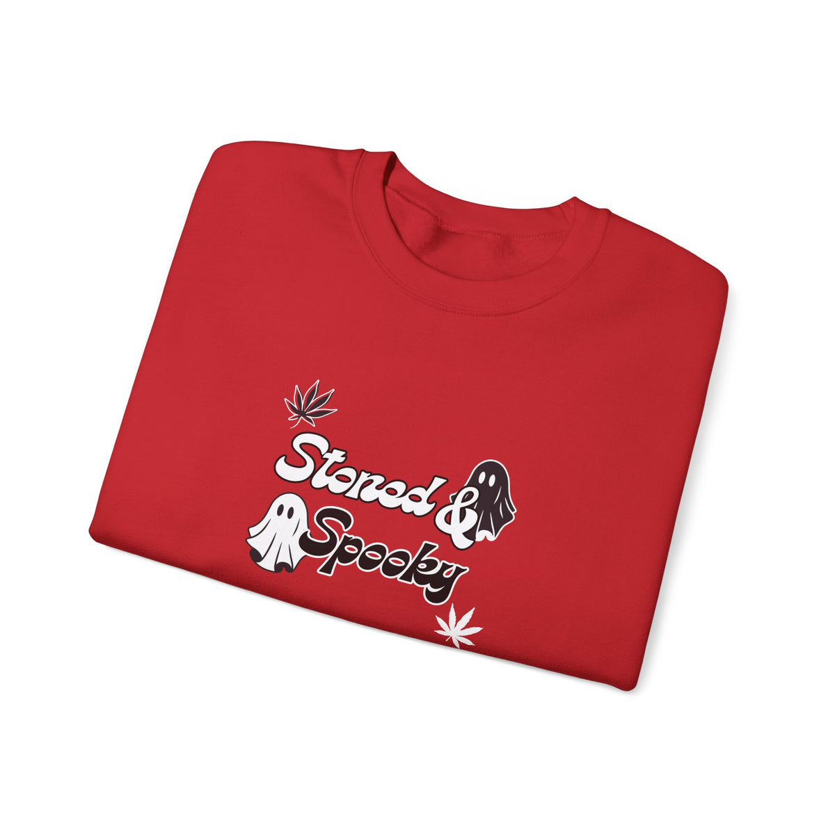 "Stoned & Spooky" Halloween Sweatshirt | Retro Ghost Graphic Crewneck | Cozy Fall Streetwear Pullover | Funny Spooky Season Sweater | Highly Motivated Designs