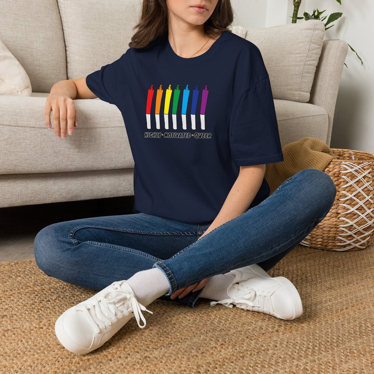 "PRIDE" Highly Motivated Queer T-Shirt | LGBTQIA+ Rainbow Graphic Tee | Colorful Unisex Streetwear Shirt | Pride Month Apparel | Highly Motivated Designs