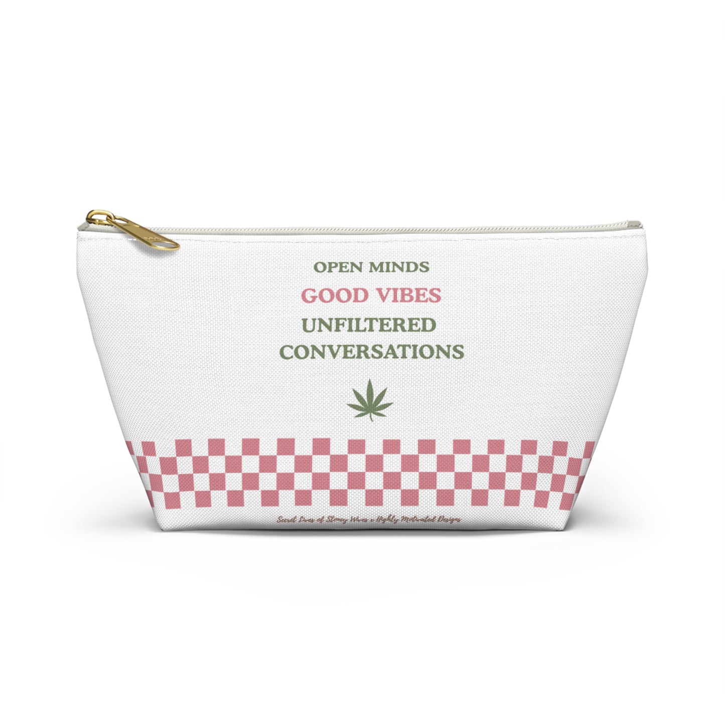"SLOSW" Unfiltered Conversations Pouch | The Secret Lives Of Stoney Wives Podcast Merch | Pink Checkerboard Weed Accessory Bag