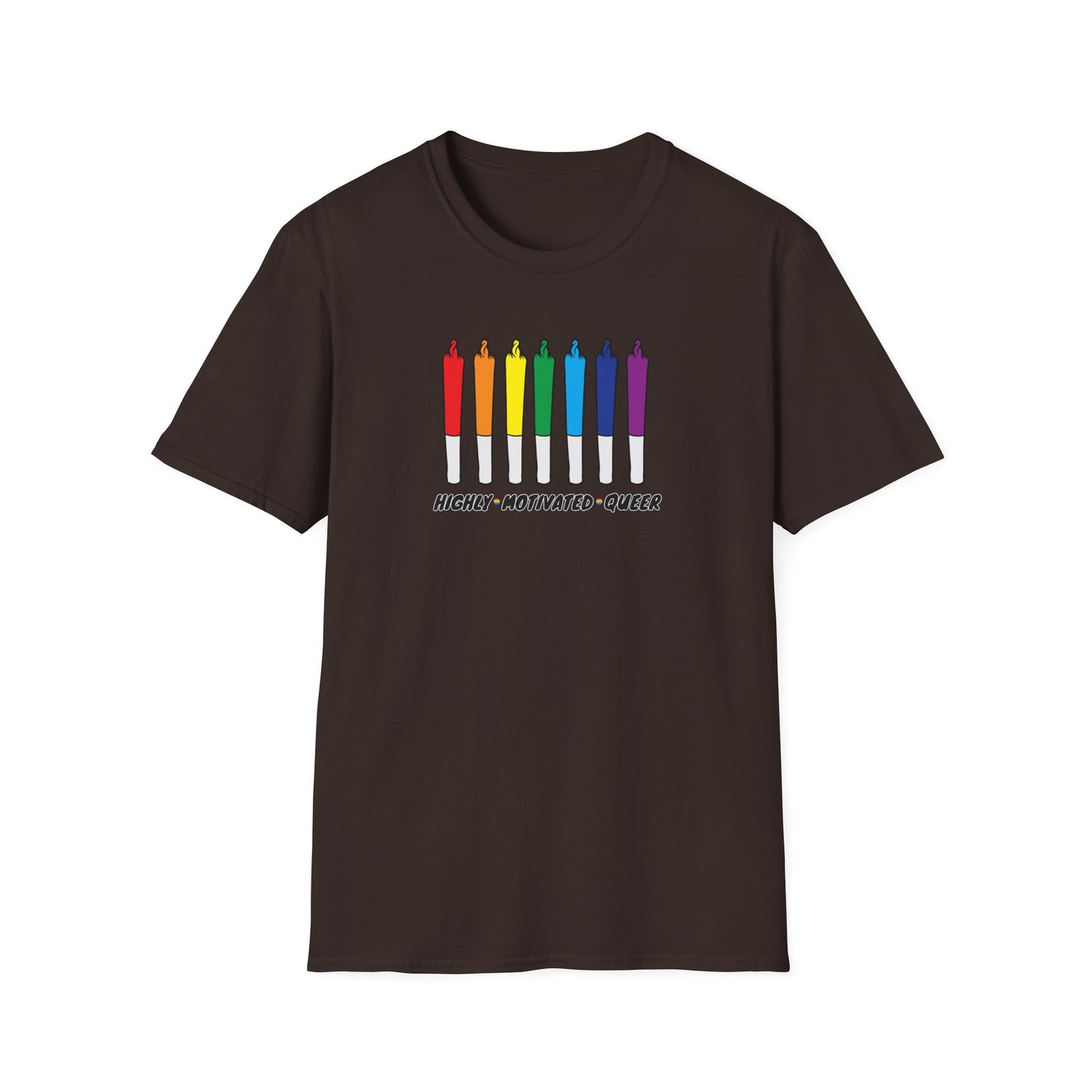 "PRIDE" Highly Motivated Queer T-Shirt | LGBTQIA+ Rainbow Graphic Tee | Colorful Unisex Streetwear Shirt | Pride Month Apparel | Highly Motivated Designs