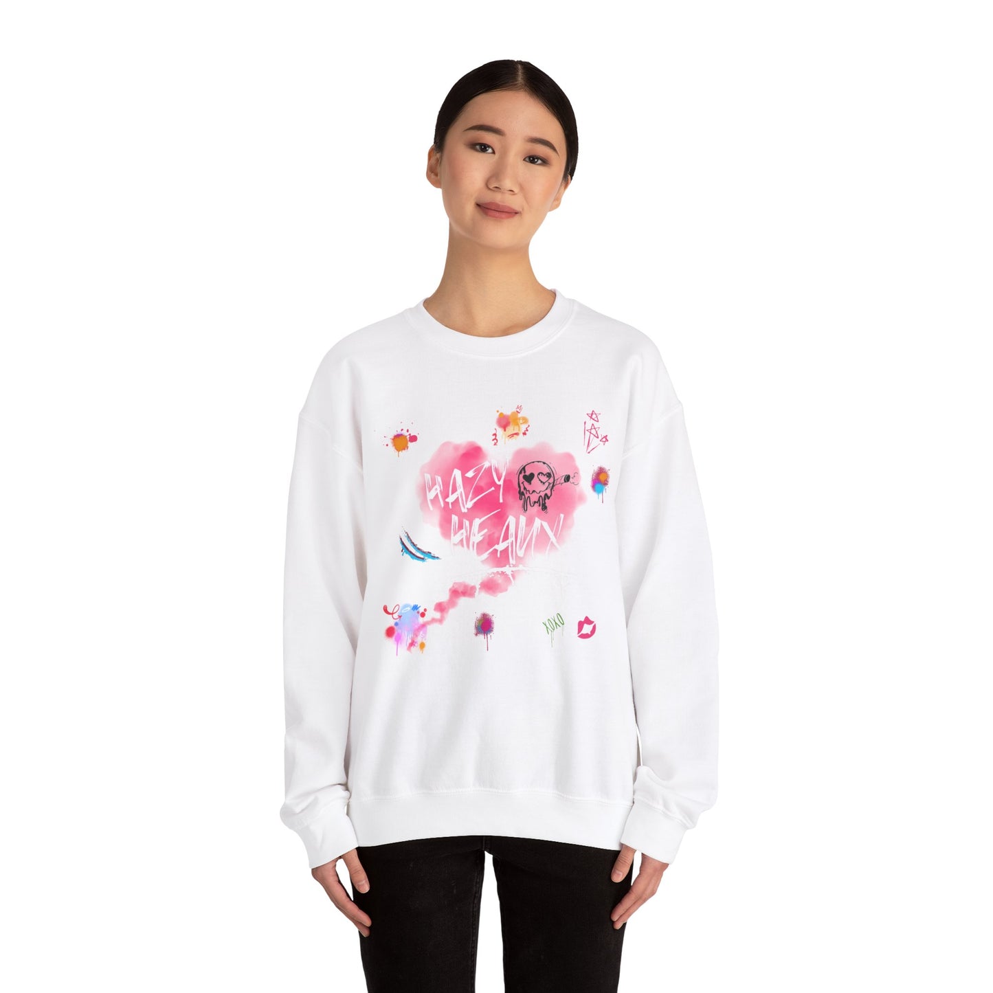 Graffiti Crewneck Sweatshirt - 'Hazy Heaux' Urban Style - Unisex Heavy Blend™