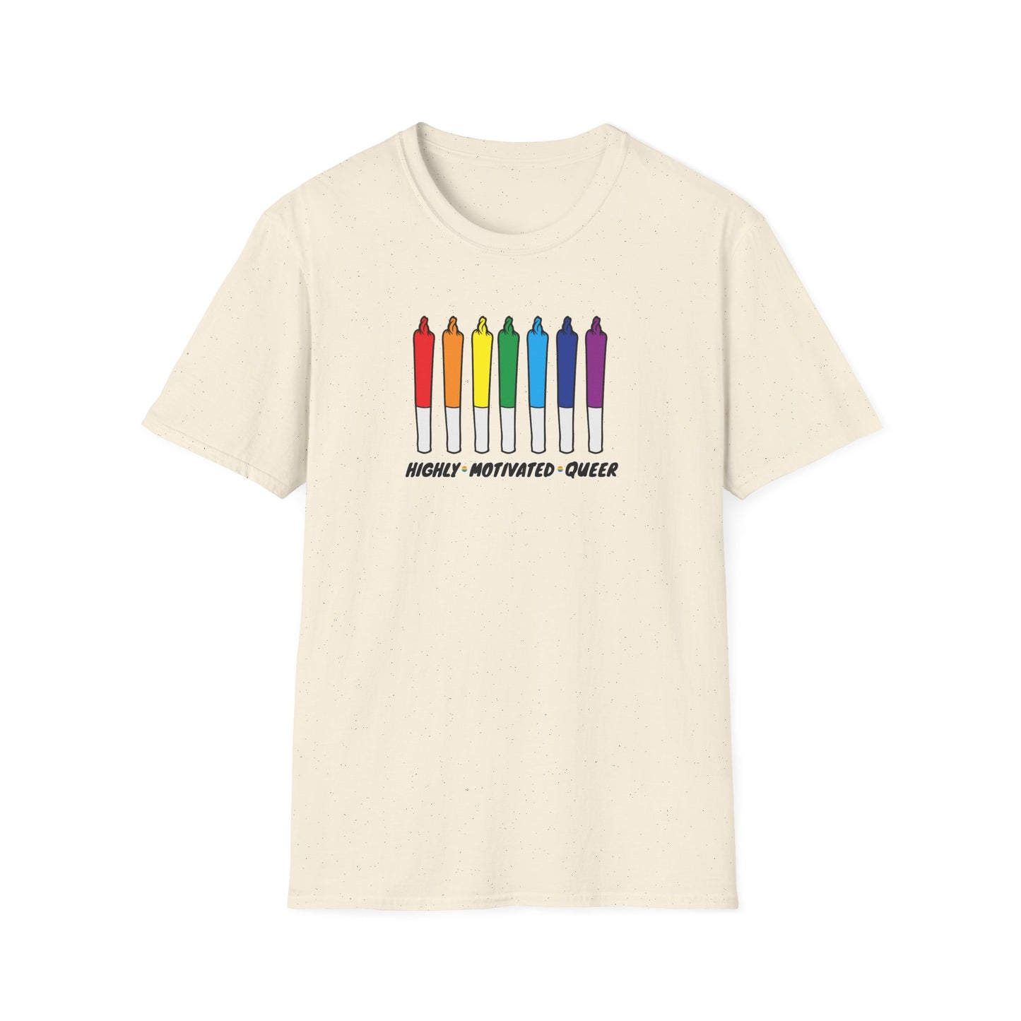 "PRIDE" Highly Motivated Queer T-Shirt | LGBTQIA+ Rainbow Graphic Tee | Colorful Unisex Streetwear Shirt | Pride Month Apparel | Highly Motivated Designs