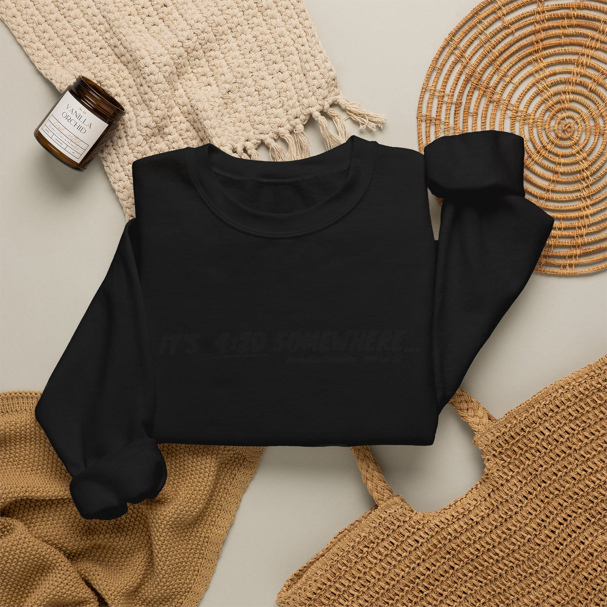 "It's 4:20 Somewhere" Crewneck Sweatshirt | Retro Minimalist Graphic Pullover | Cozy Unisex Streetwear | Planty Lifestyle Sweater | Highly Motivated Designs