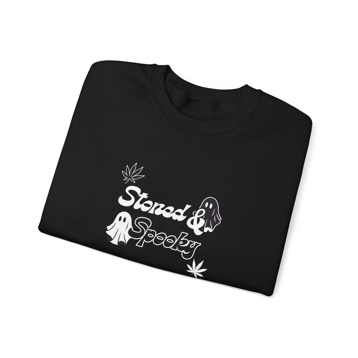 "Stoned & Spooky" Halloween Sweatshirt | Retro Ghost Graphic Crewneck | Cozy Fall Streetwear Pullover | Funny Spooky Season Sweater | Highly Motivated Designs
