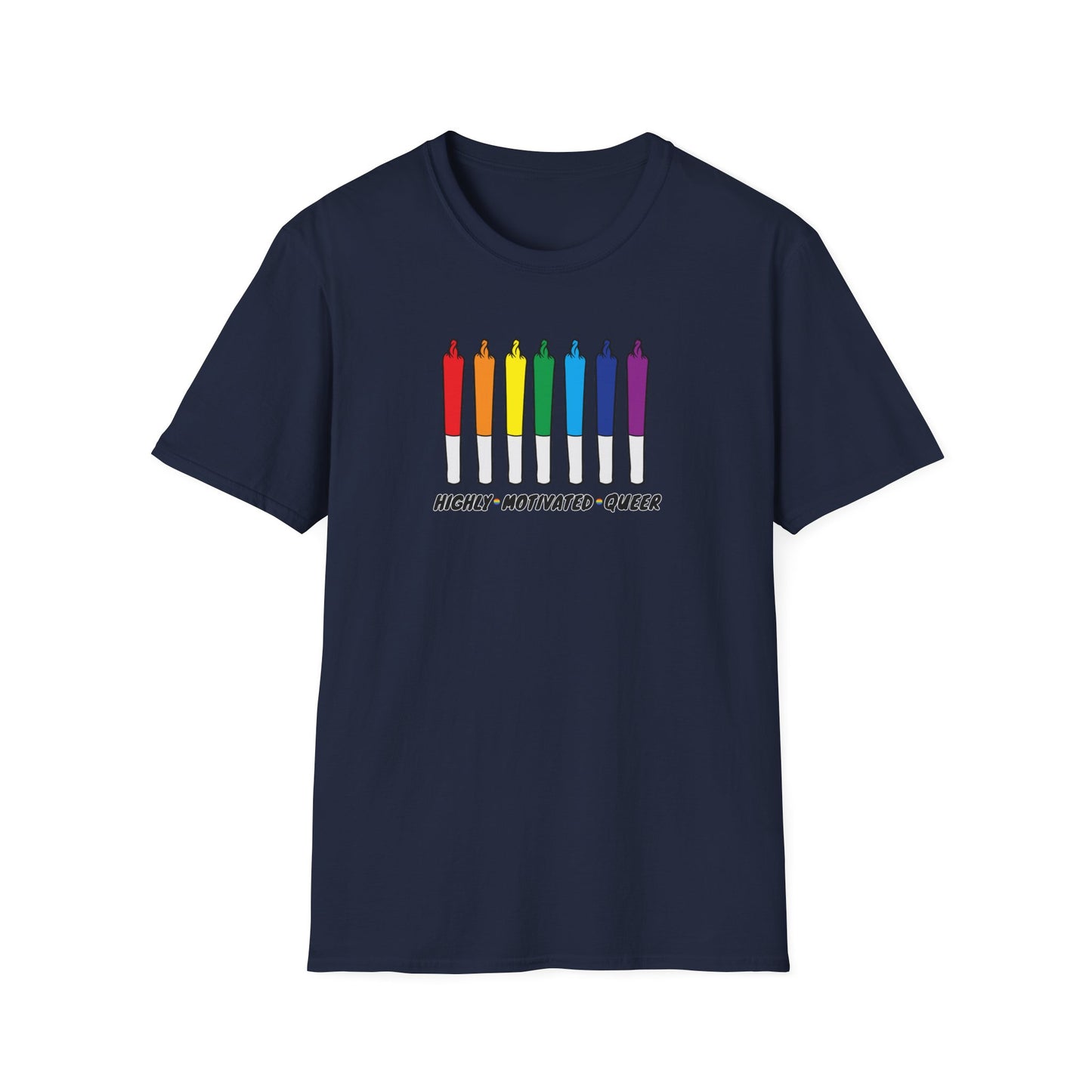 "PRIDE" Highly Motivated Queer T-Shirt | LGBTQIA+ Rainbow Graphic Tee | Colorful Unisex Streetwear Shirt | Pride Month Apparel | Highly Motivated Designs
