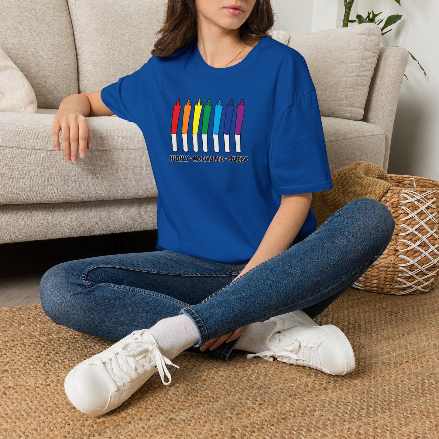 "PRIDE" Highly Motivated Queer T-Shirt | LGBTQIA+ Rainbow Graphic Tee | Colorful Unisex Streetwear Shirt | Pride Month Apparel | Highly Motivated Designs