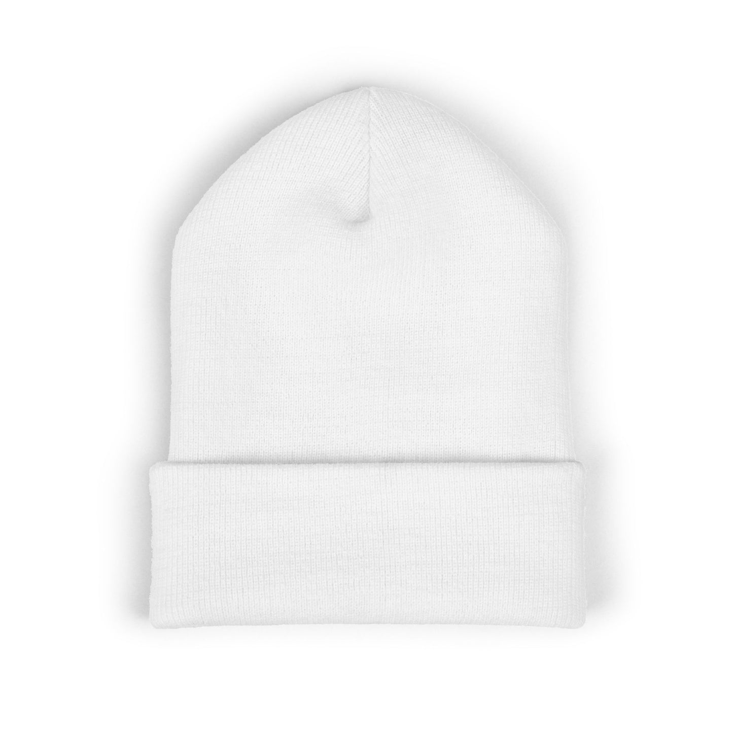 Freshly Baked Embroidered Beanie — Classic Cuffed White Beanie