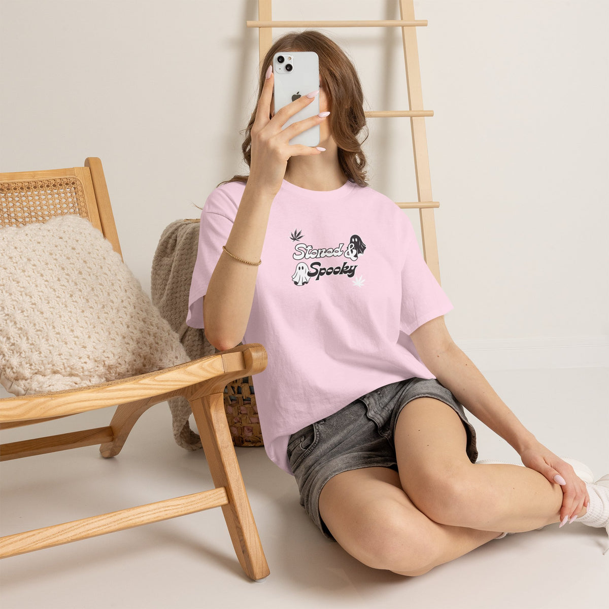 "Stoned & Spooky" Halloween T-Shirt | Retro Ghost Graphic Tee | Funny Spooky Season Shirt | Unisex Fall Streetwear | Highly Motivated Designs