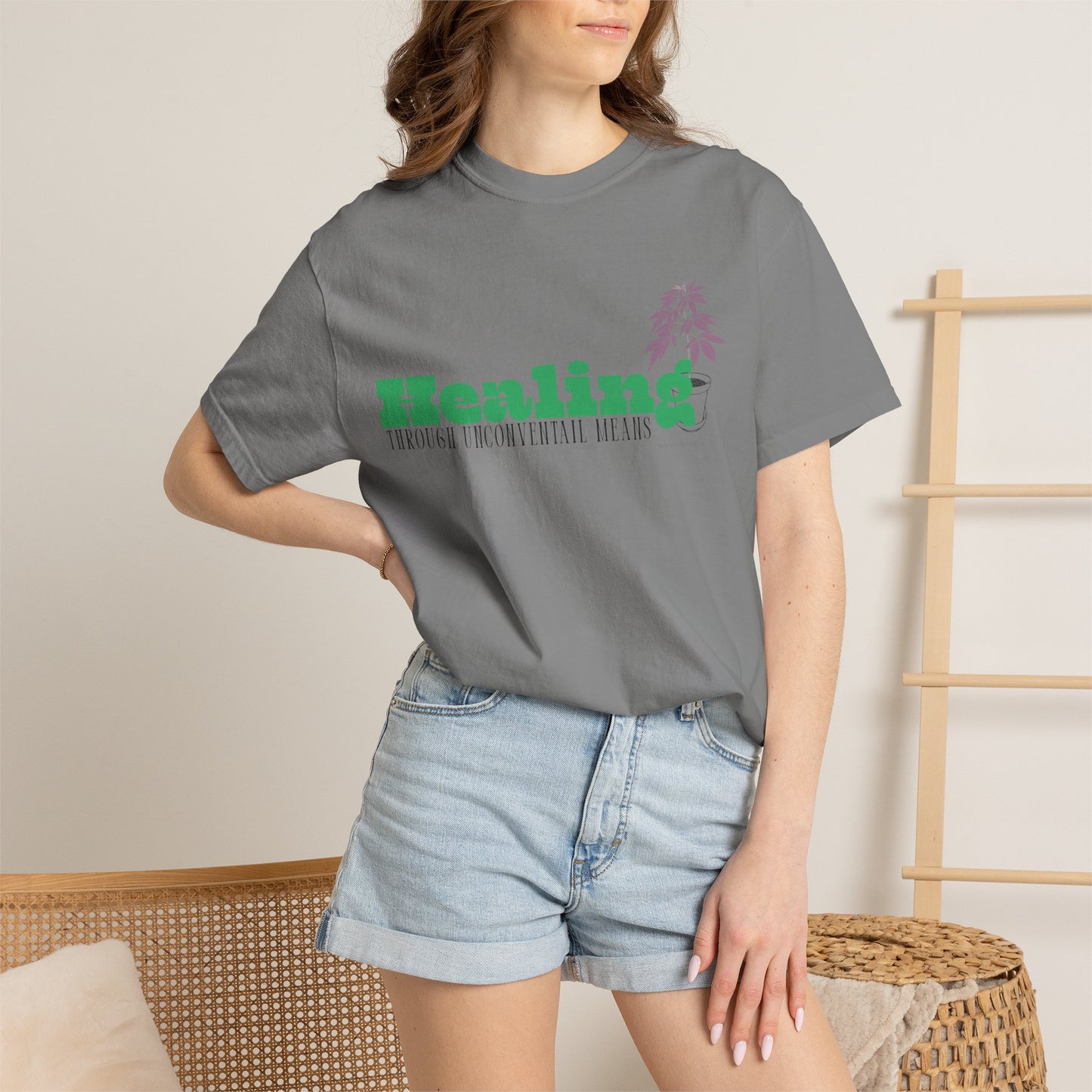 "Terps Heal" Healing Through Unconventional Means Shirt – Comfort Colors Tee, Botanical Graphic T-Shirt, Nature Aesthetic Streetwear, Unisex Garment-Dyed Shirt