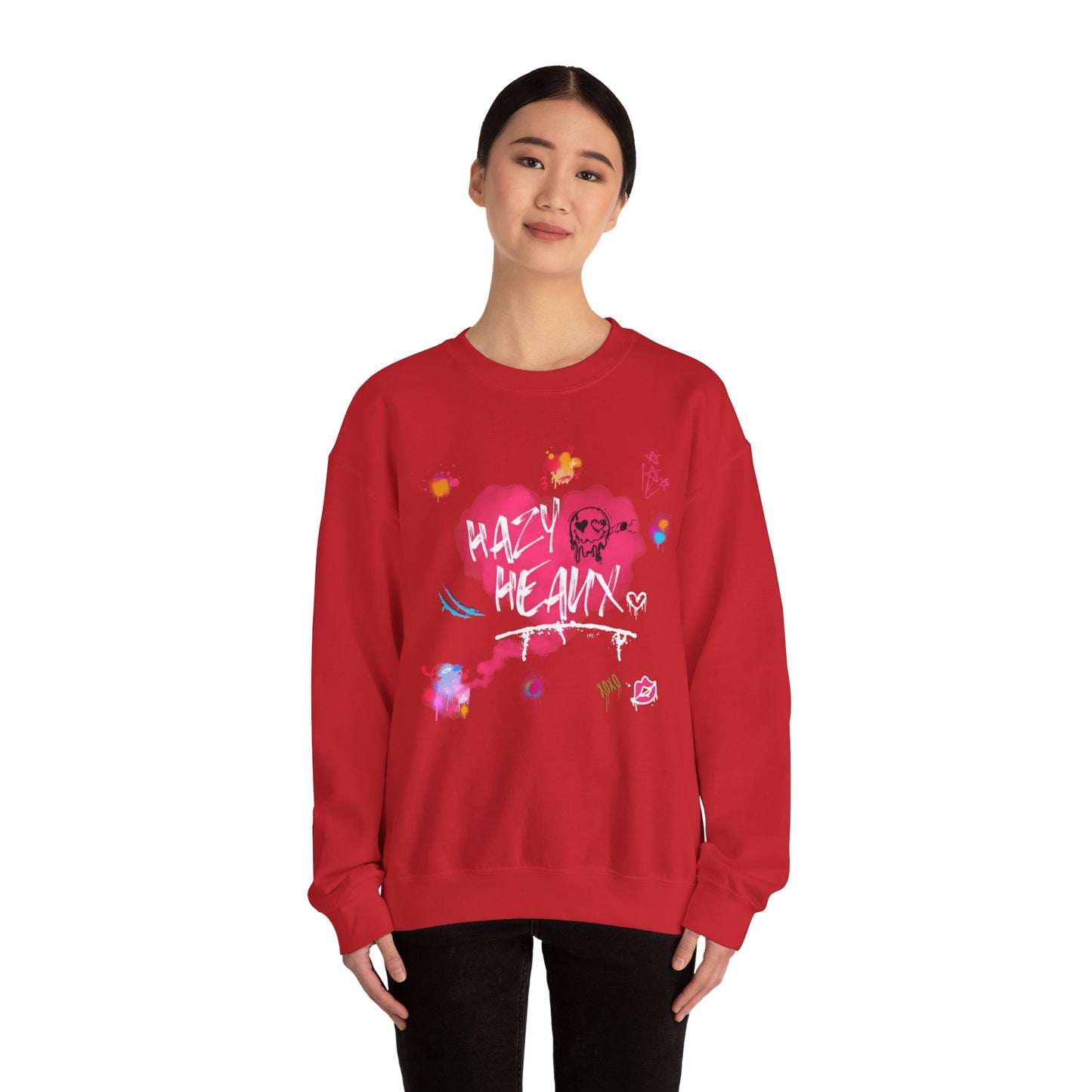 Graffiti Crewneck Sweatshirt - 'Hazy Heaux' Urban Style - Unisex Heavy Blend™