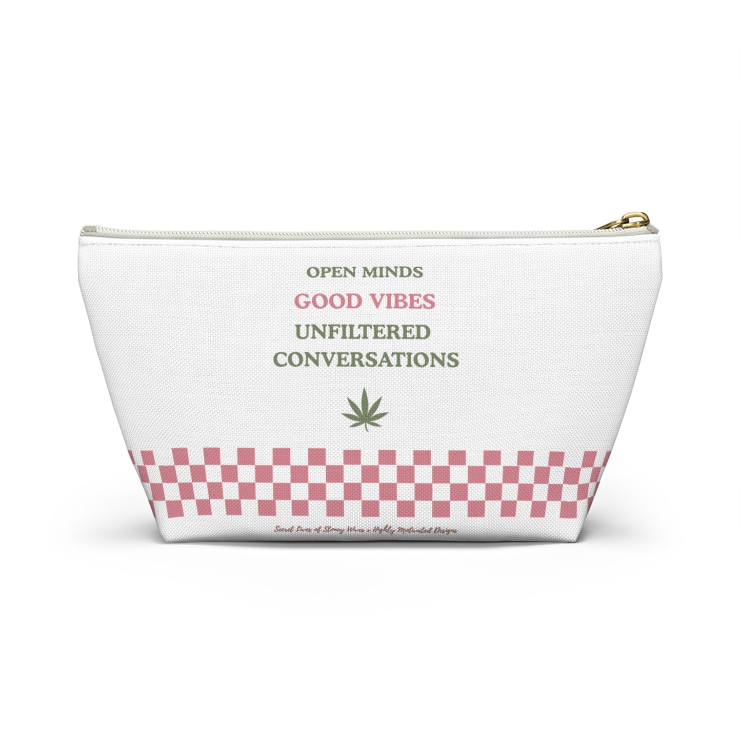 "SLOSW" Unfiltered Conversations Pouch | The Secret Lives Of Stoney Wives Podcast Merch | Pink Checkerboard Weed Accessory Bag
