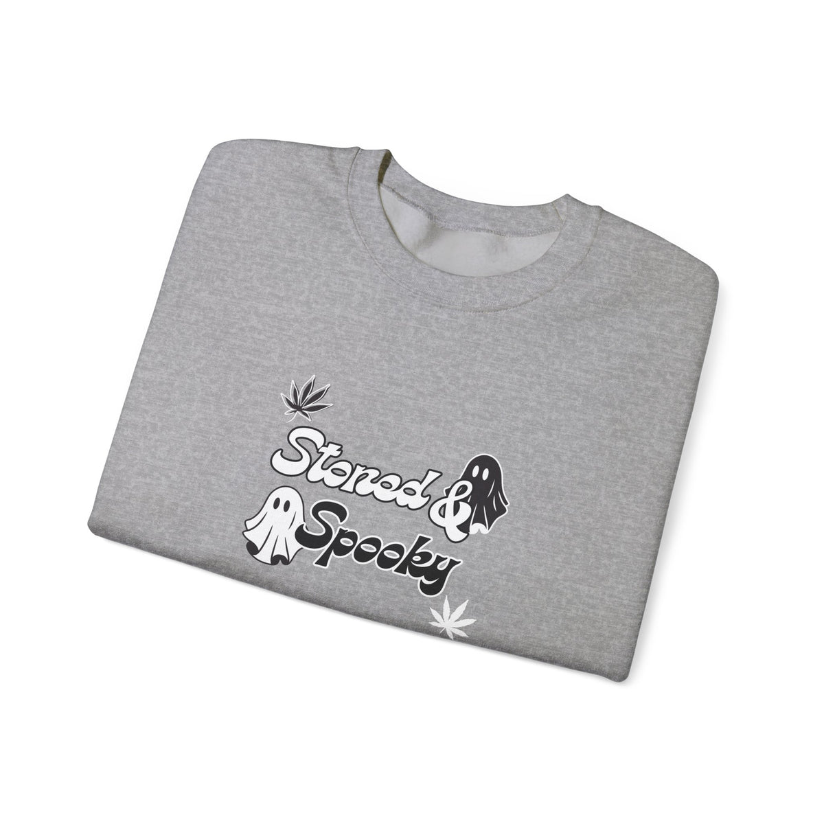 "Stoned & Spooky" Halloween Sweatshirt | Retro Ghost Graphic Crewneck | Cozy Fall Streetwear Pullover | Funny Spooky Season Sweater | Highly Motivated Designs