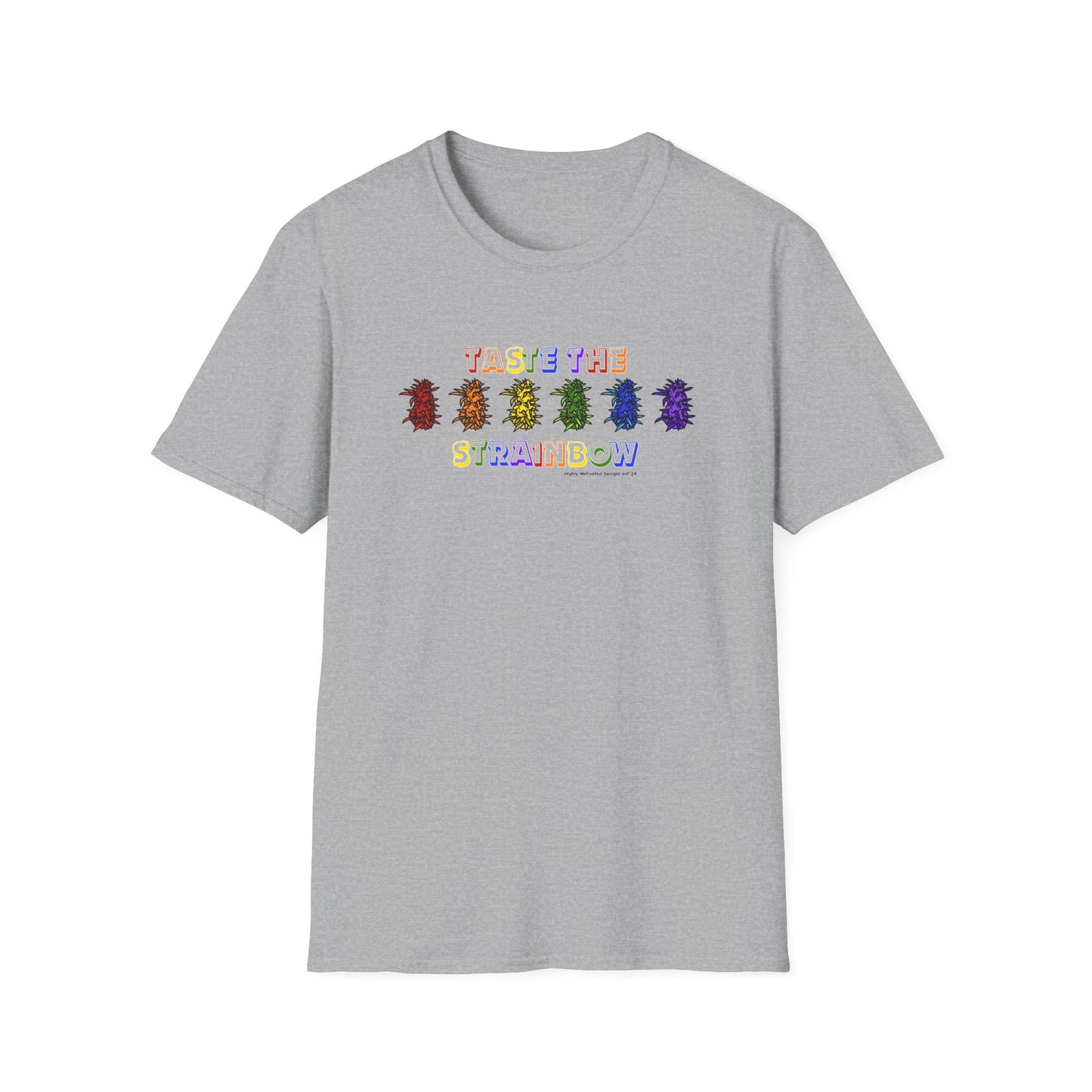 "PRIDE" Taste The Strainbow T-Shirt | Rainbow Graphic Tee | Colorful LGBTQIA+ Pride Shirt | Retro Festival Streetwear | Highly Motivated Designs