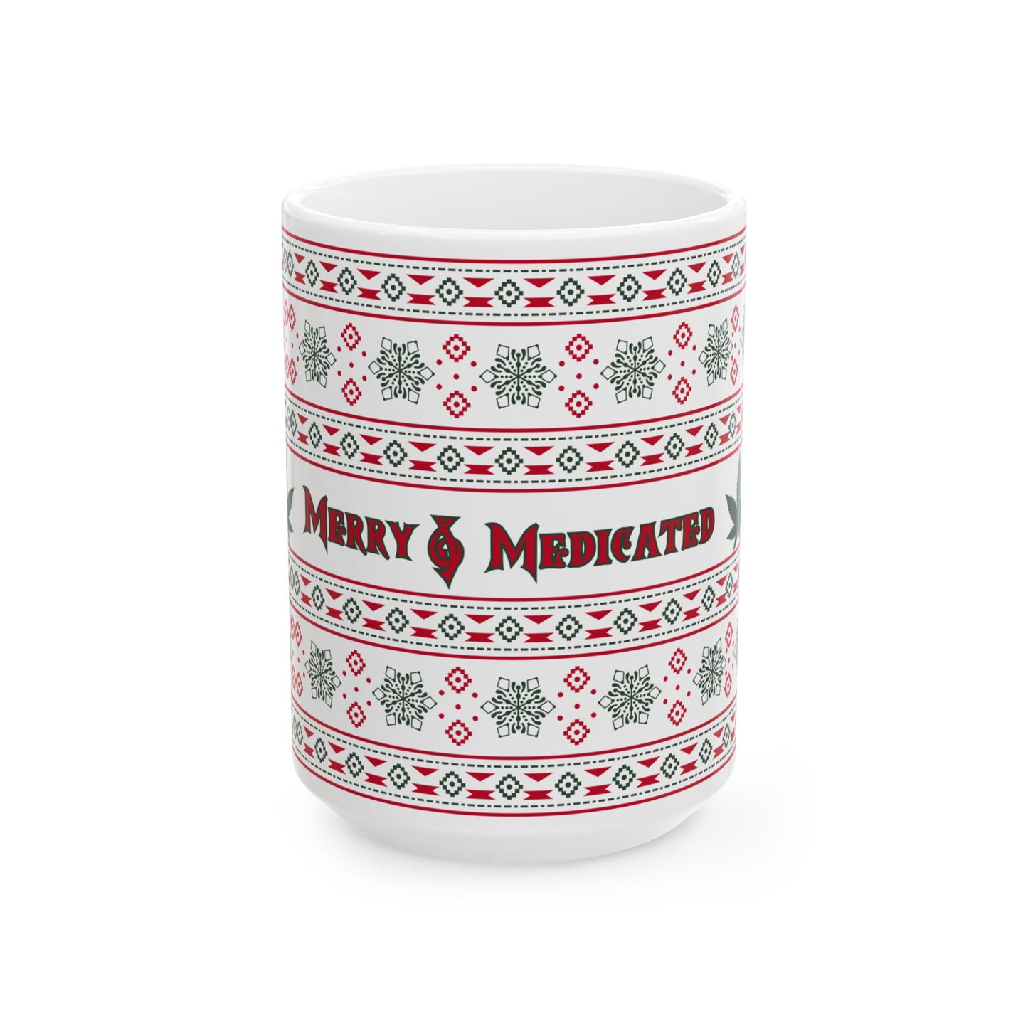 Merry & Medicated Holiday Ceramic Mug - Fun Festive Drinkware