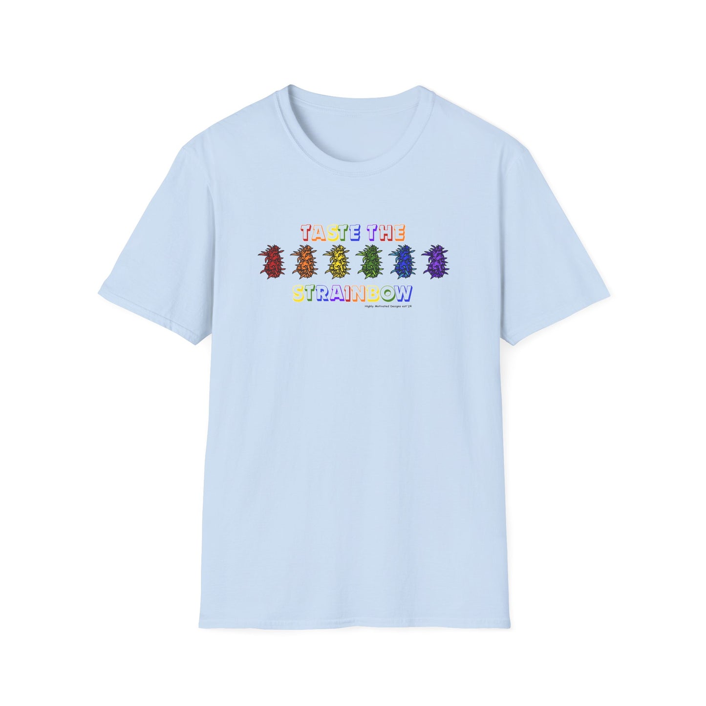 "PRIDE" Taste The Strainbow T-Shirt | Rainbow Graphic Tee | Colorful LGBTQIA+ Pride Shirt | Retro Festival Streetwear | Highly Motivated Designs