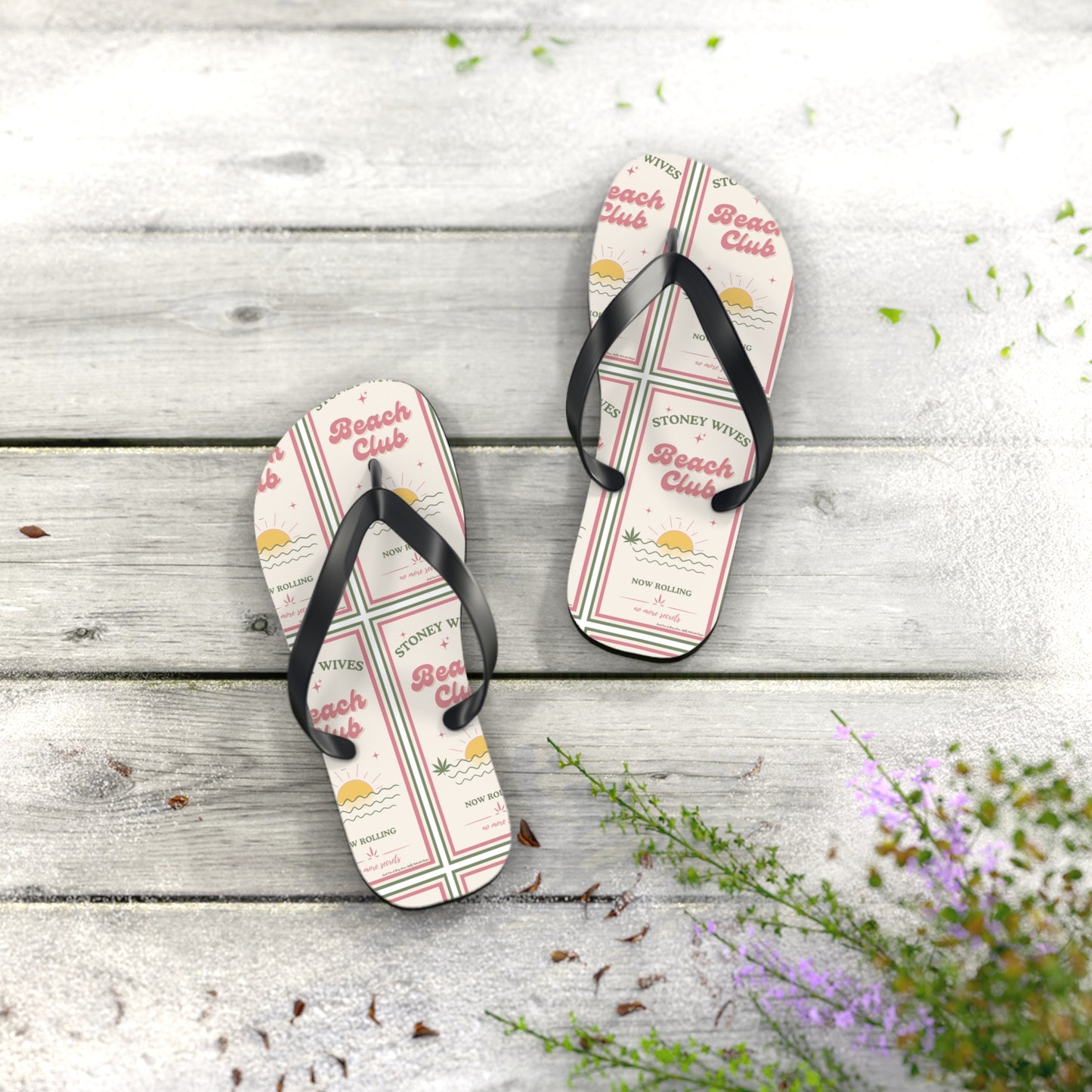 "SLOSW"  Stoney Wife Summer Sandals | The Secret Lives Of Stoney Wives Podcast Merch | Retro Flip Flops | Beach Footwear | Cushioned Summer Slides | Shoes
