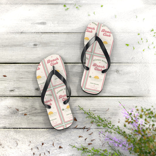 "SLOSW"  Stoney Wife Summer Sandals | The Secret Lives Of Stoney Wives Podcast Merch | Retro Flip Flops | Beach Footwear | Cushioned Summer Slides | Shoes