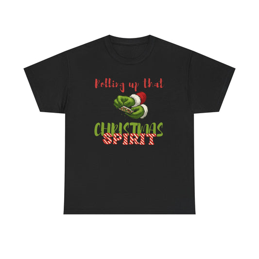 Rolling up the Christmas spirit Unisex adult tee shirt