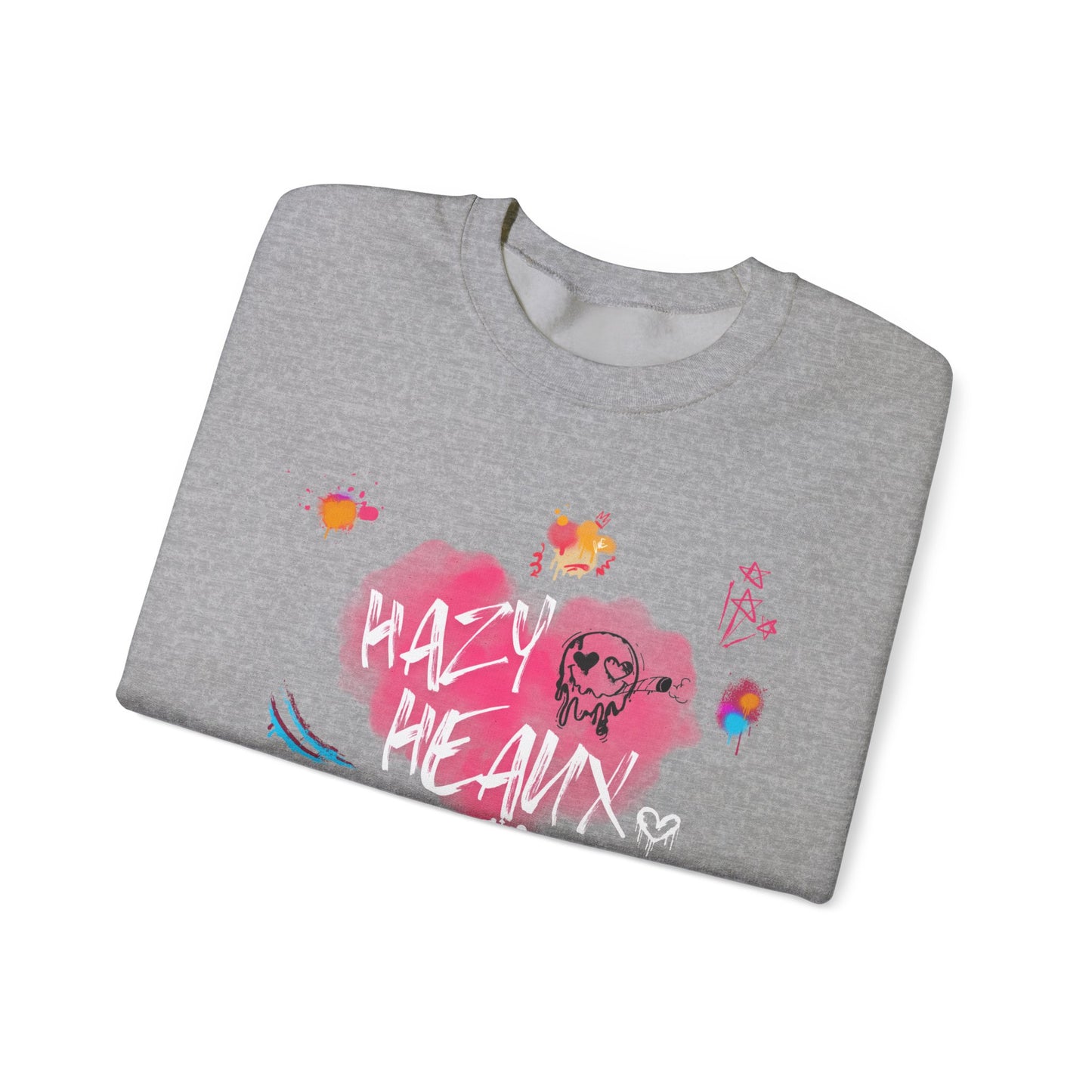 Graffiti Crewneck Sweatshirt - 'Hazy Heaux' Urban Style - Unisex Heavy Blend™