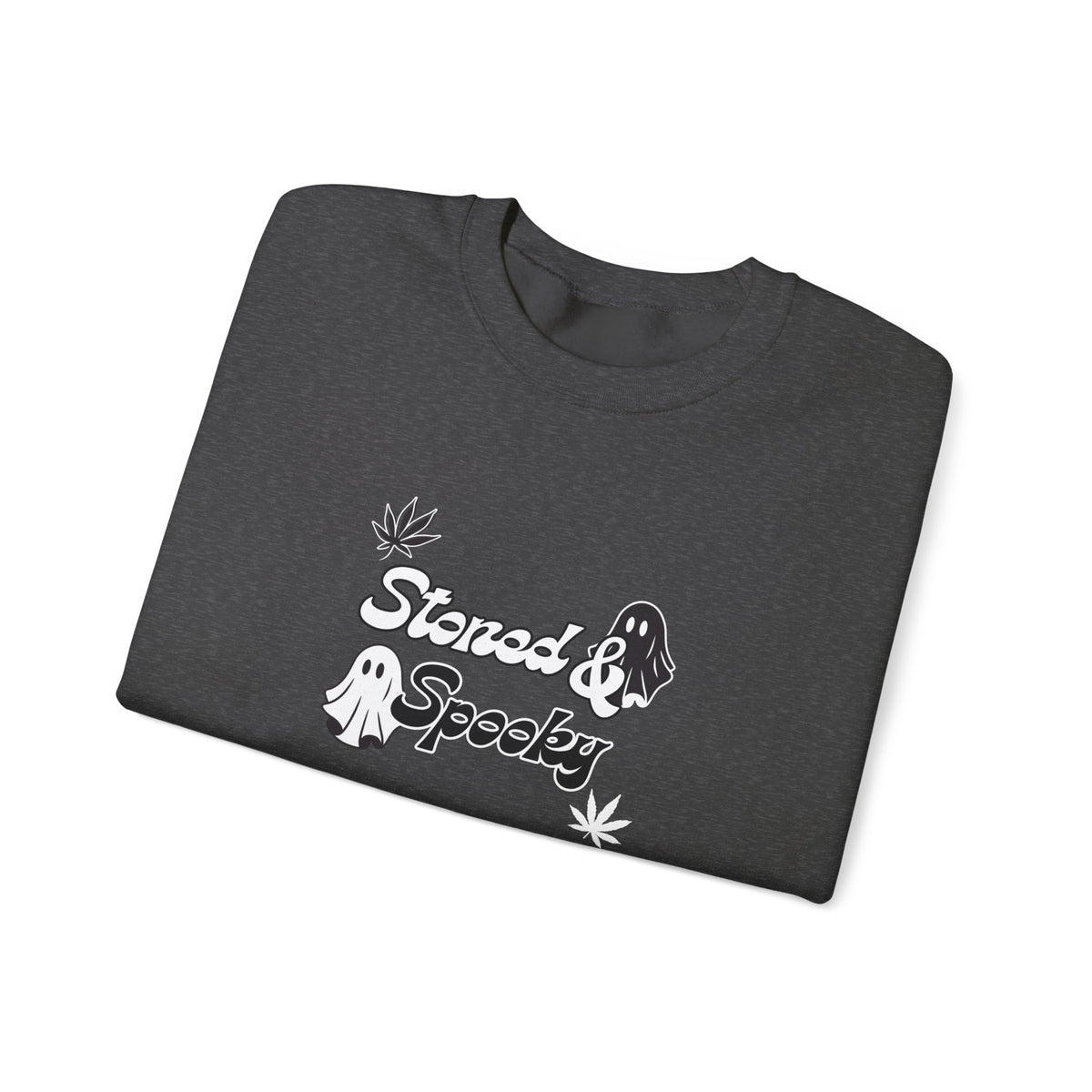 "Stoned & Spooky" Halloween Sweatshirt | Retro Ghost Graphic Crewneck | Cozy Fall Streetwear Pullover | Funny Spooky Season Sweater | Highly Motivated Designs