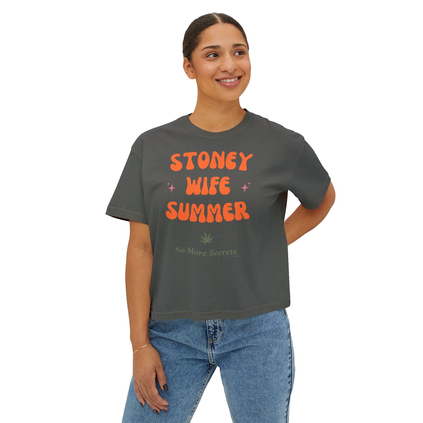 "SLOSW" Stoney Wife Summer Crop Tee | The Secret Lives Of Stoney Wives Podcast Merch | Retro Cropped Boxy Baby Comfort Colors T-Shirt