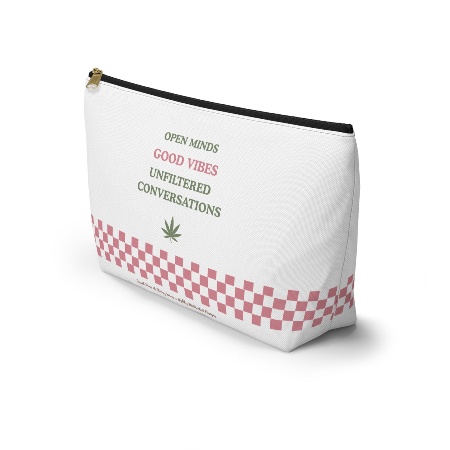 "SLOSW" Unfiltered Conversations Pouch | The Secret Lives Of Stoney Wives Podcast Merch | Pink Checkerboard Weed Accessory Bag
