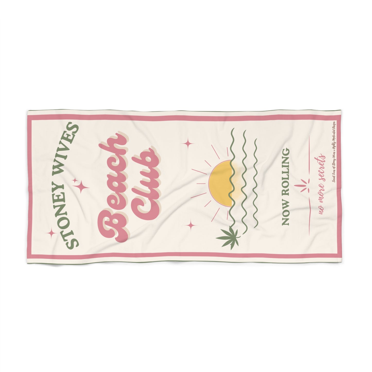 "SLOSW" Stoney Wives Beach Club Beach Towel | The Secret Lives of Stoney Wives Podcast Merch | Retro Summer Pool Towel