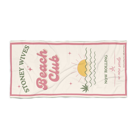 "SLOSW" Stoney Wives Beach Club Beach Towel | The Secret Lives of Stoney Wives Podcast Merch | Retro Summer Pool Towel