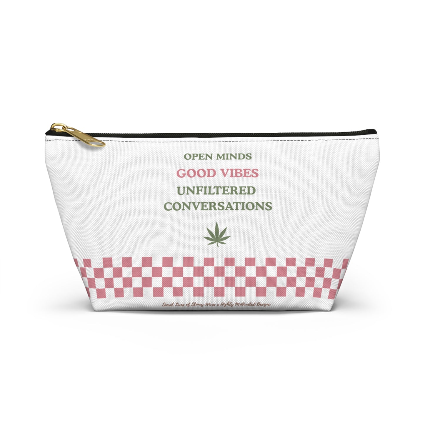 "SLOSW" Unfiltered Conversations Pouch | The Secret Lives Of Stoney Wives Podcast Merch | Pink Checkerboard Weed Accessory Bag