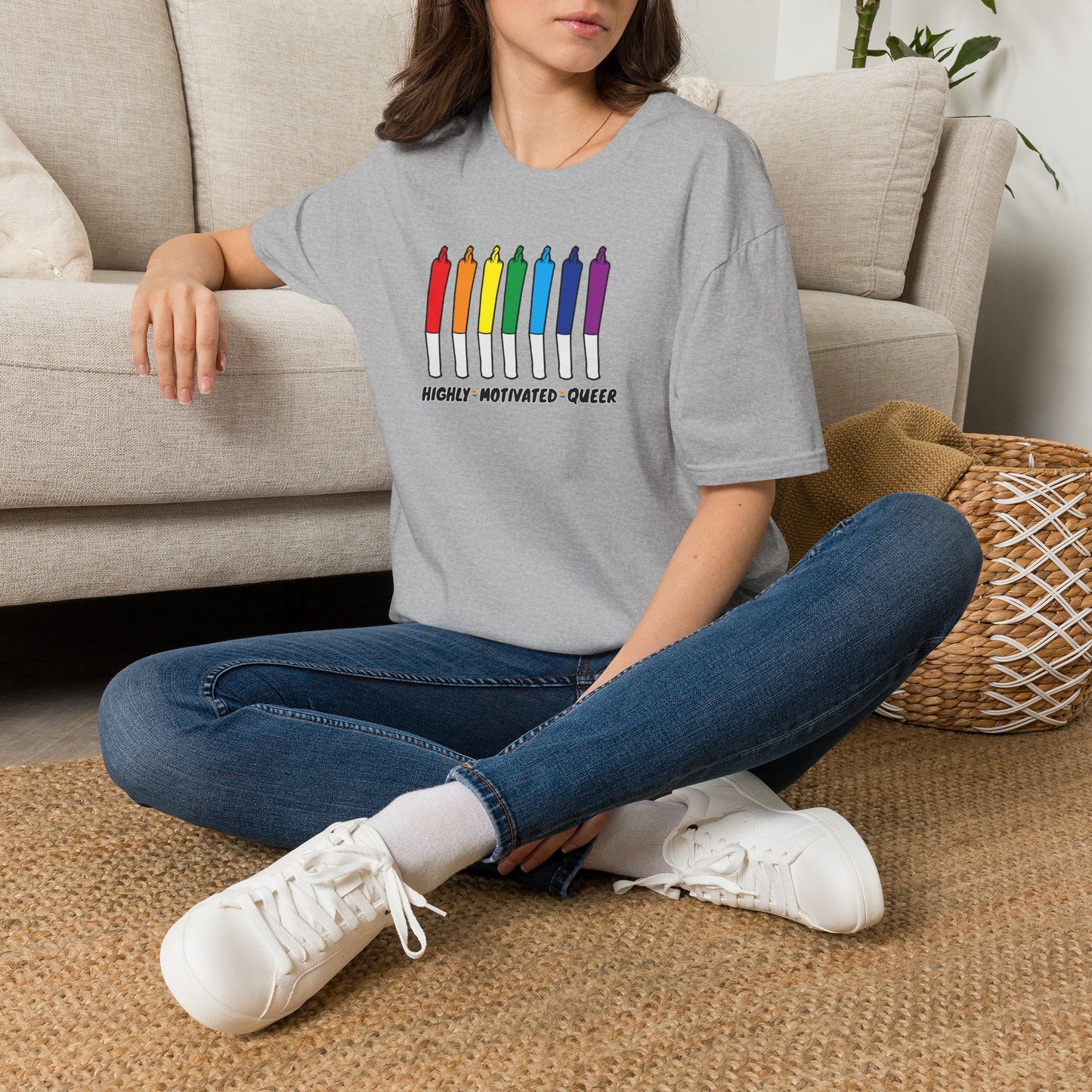 "PRIDE" Highly Motivated Queer T-Shirt | LGBTQIA+ Rainbow Graphic Tee | Colorful Unisex Streetwear Shirt | Pride Month Apparel | Highly Motivated Designs
