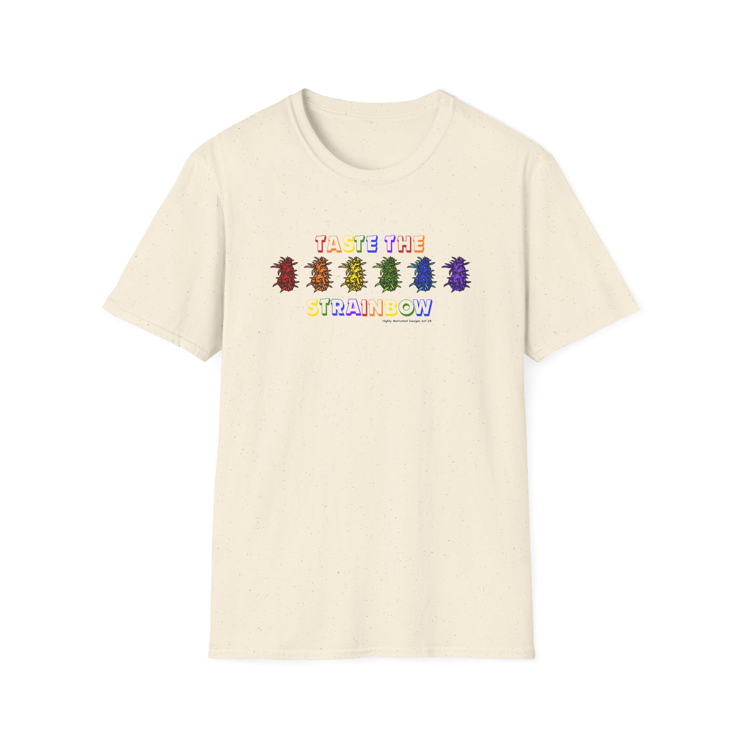 "PRIDE" Taste The Strainbow T-Shirt | Rainbow Graphic Tee | Colorful LGBTQIA+ Pride Shirt | Retro Festival Streetwear | Highly Motivated Designs
