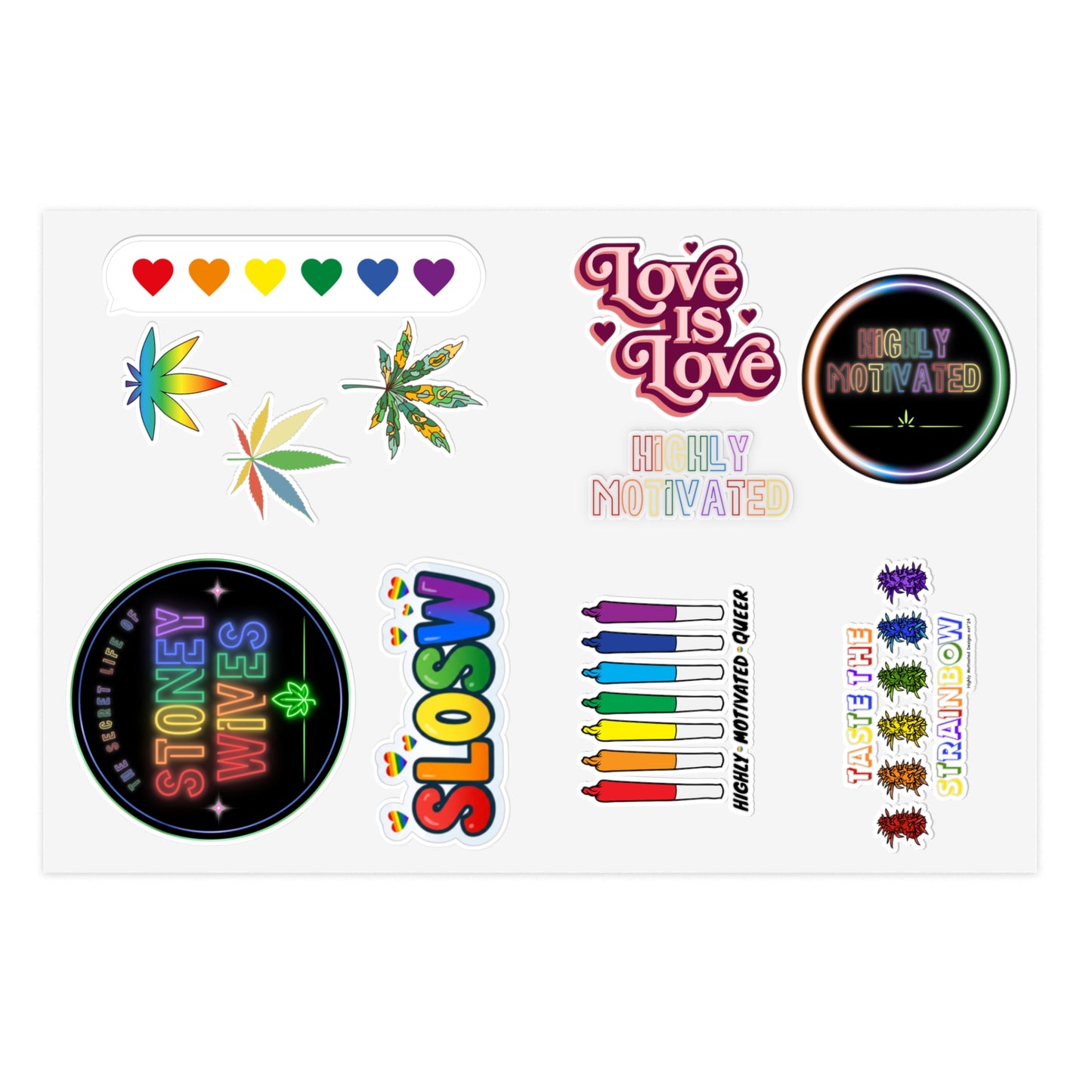 "PRIDE" HMD & SLOSW Pride 2026 Sticker Sheet | Rainbow Vinyl Decal Collection