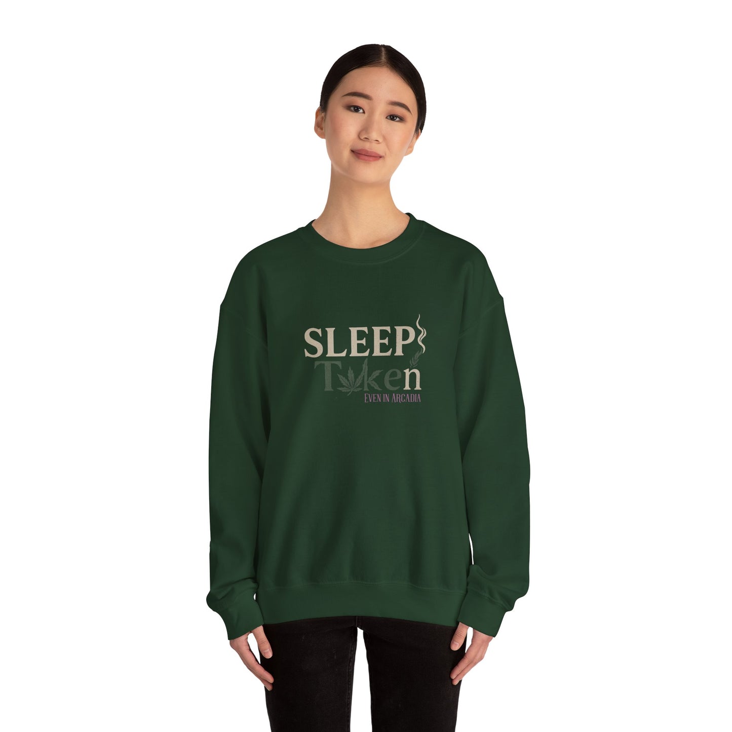 Sleep Token Unisex Heavy Blend™ Crewneck Sweatshirt with Cannabis Design