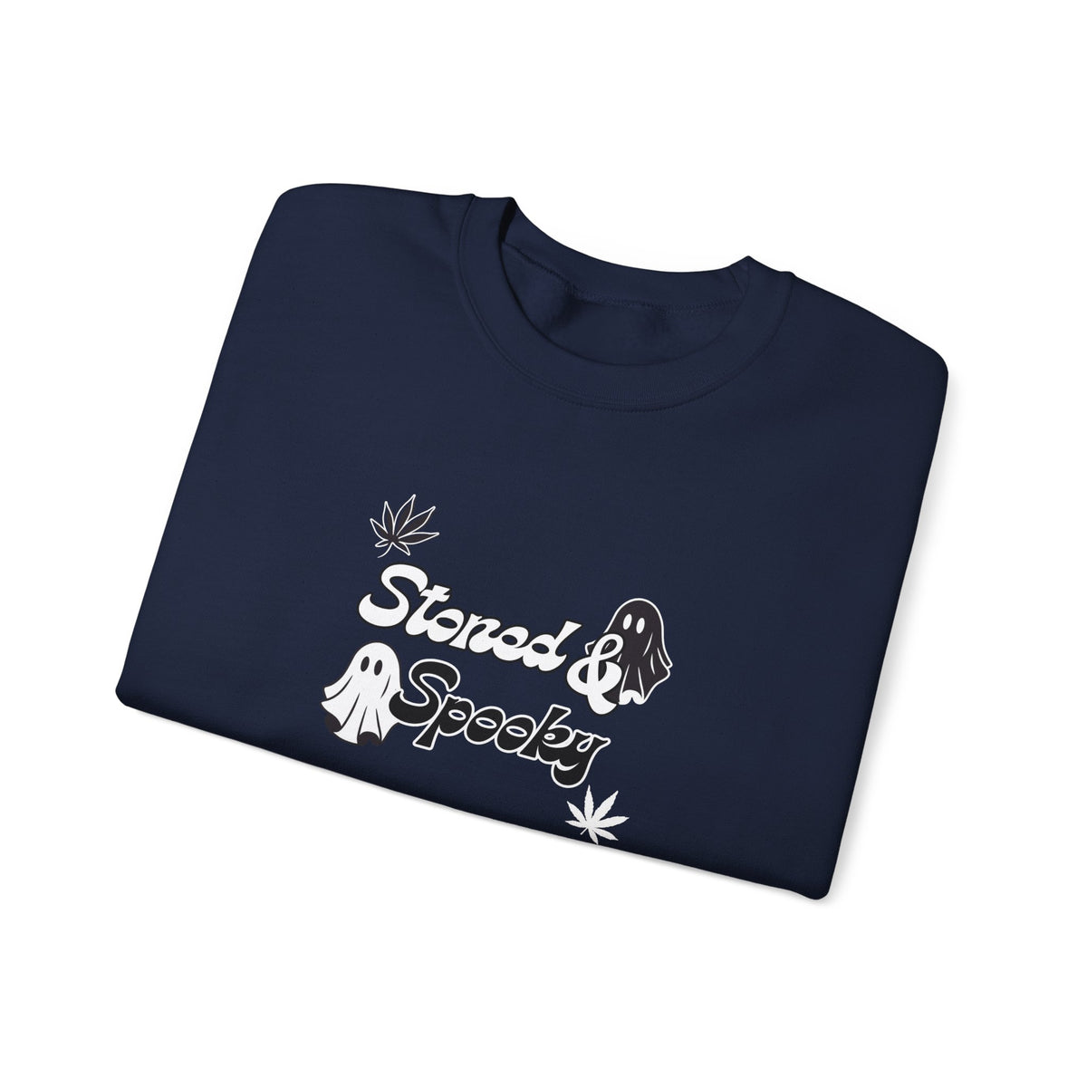 "Stoned & Spooky" Halloween Sweatshirt | Retro Ghost Graphic Crewneck | Cozy Fall Streetwear Pullover | Funny Spooky Season Sweater | Highly Motivated Designs