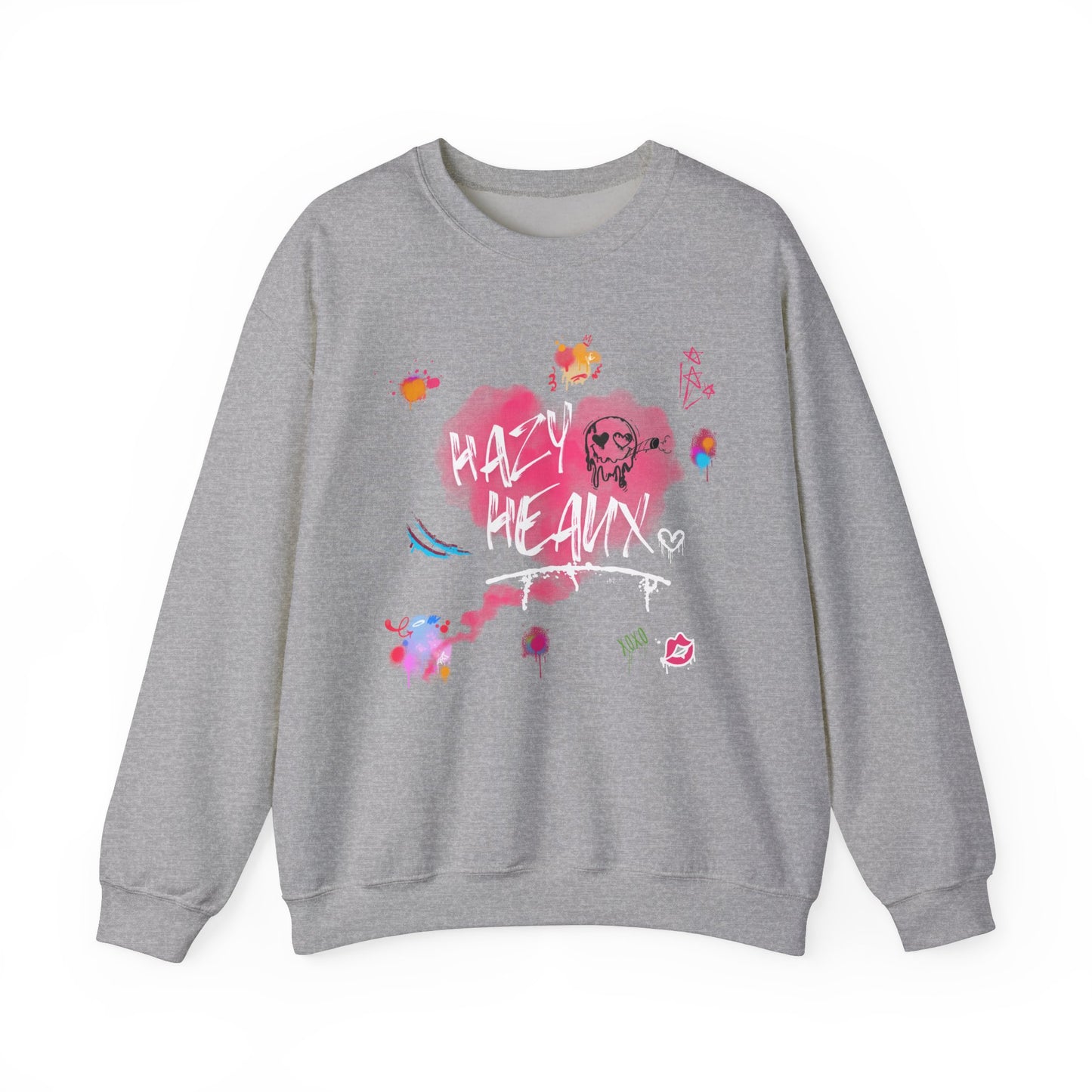 Graffiti Crewneck Sweatshirt - 'Hazy Heaux' Urban Style - Unisex Heavy Blend™