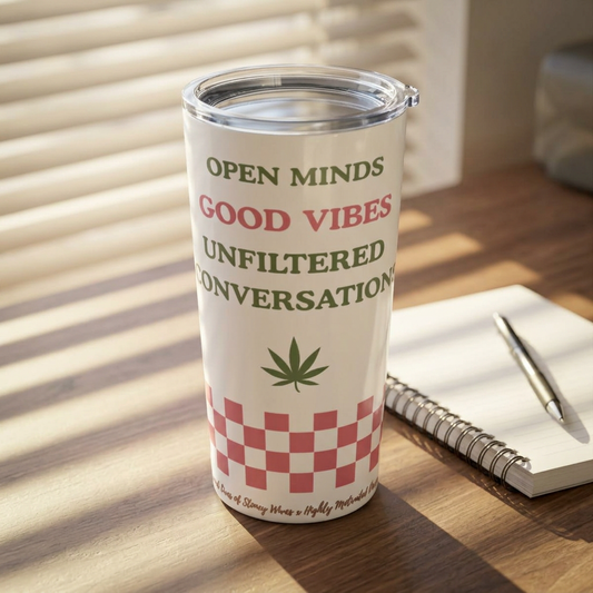 "SLOSW" Open Minds Good Vibes 20oz Tumbler | The Secret Lives of Stoney Wives Podcast Merch | Stainless Steel Travel Coffee Cup