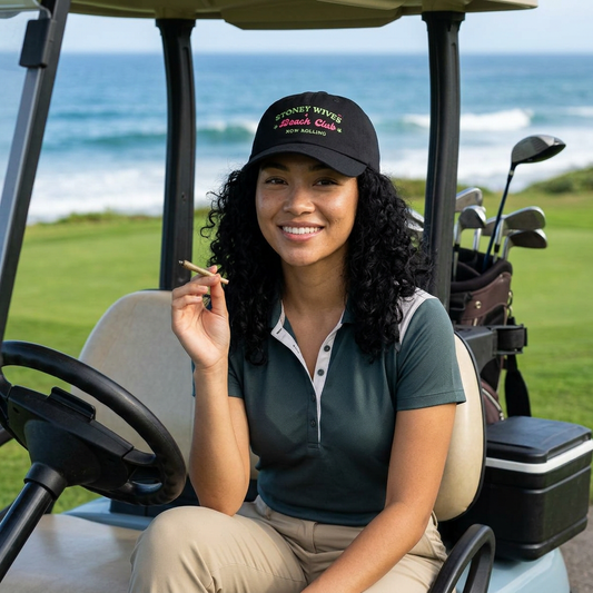 "SLOSW" Stoney Wives Beach Club Dad Hat | Embroidered Podcast Merch Baseball Cap | The Secret Lives of Stoney Wives | Vintage Cotton Golf Cap | Golf Course Casual Wear