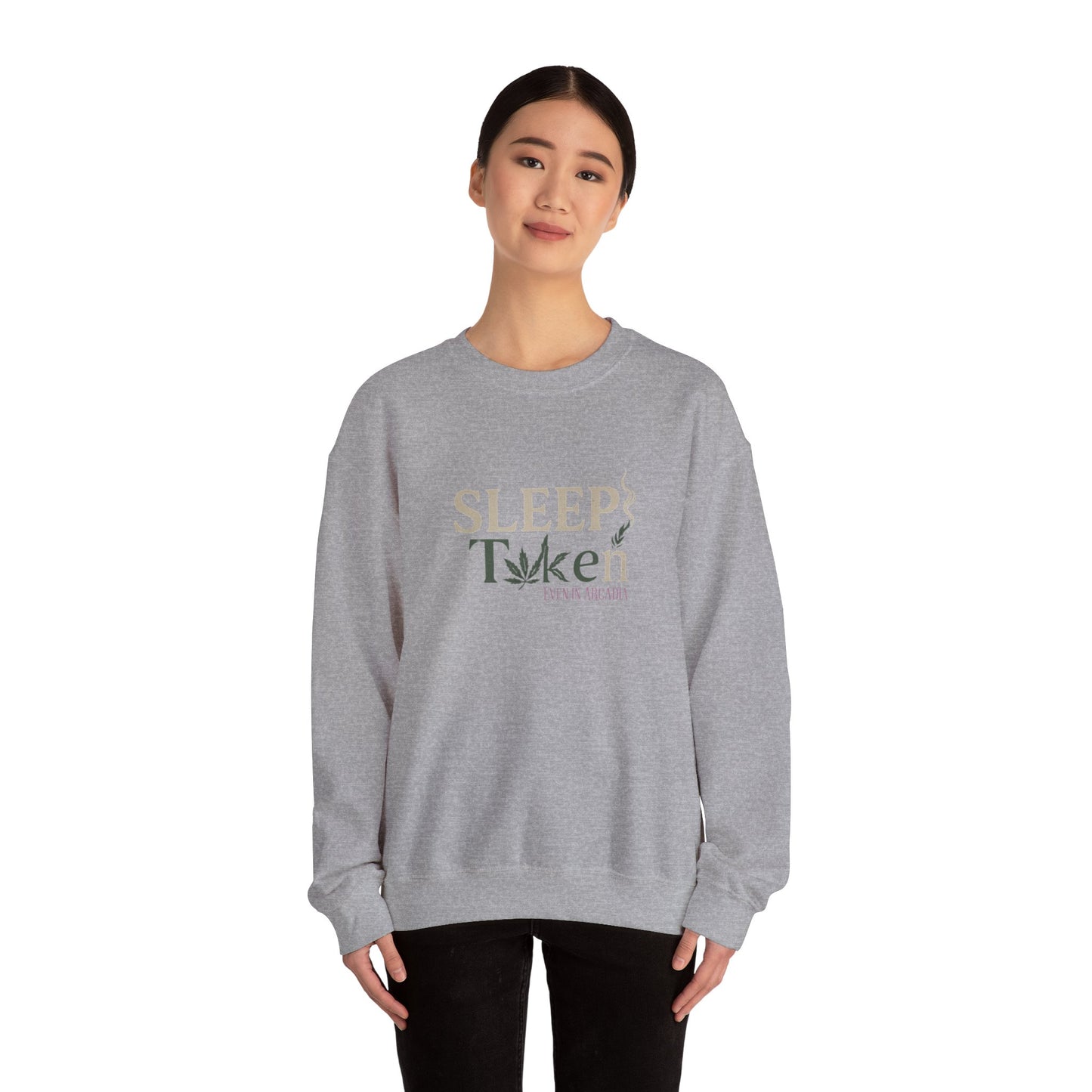 Sleep Token Unisex Heavy Blend™ Crewneck Sweatshirt with Cannabis Design