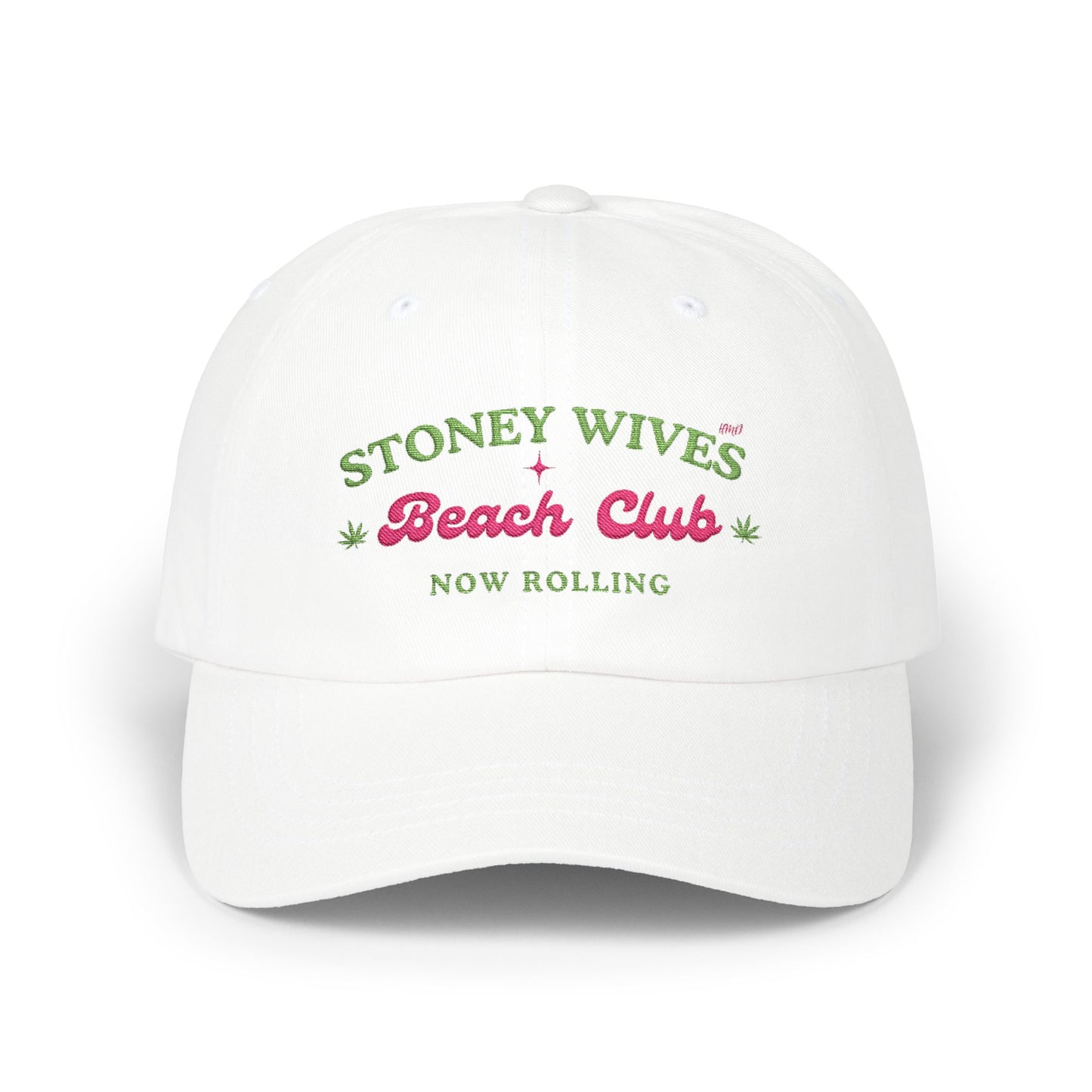 "SLOSW" Stoney Wives Beach Club Dad Hat | Embroidered Podcast Merch Baseball Cap | The Secret Lives of Stoney Wives | Vintage Cotton Golf Cap | Golf Course Casual Wear