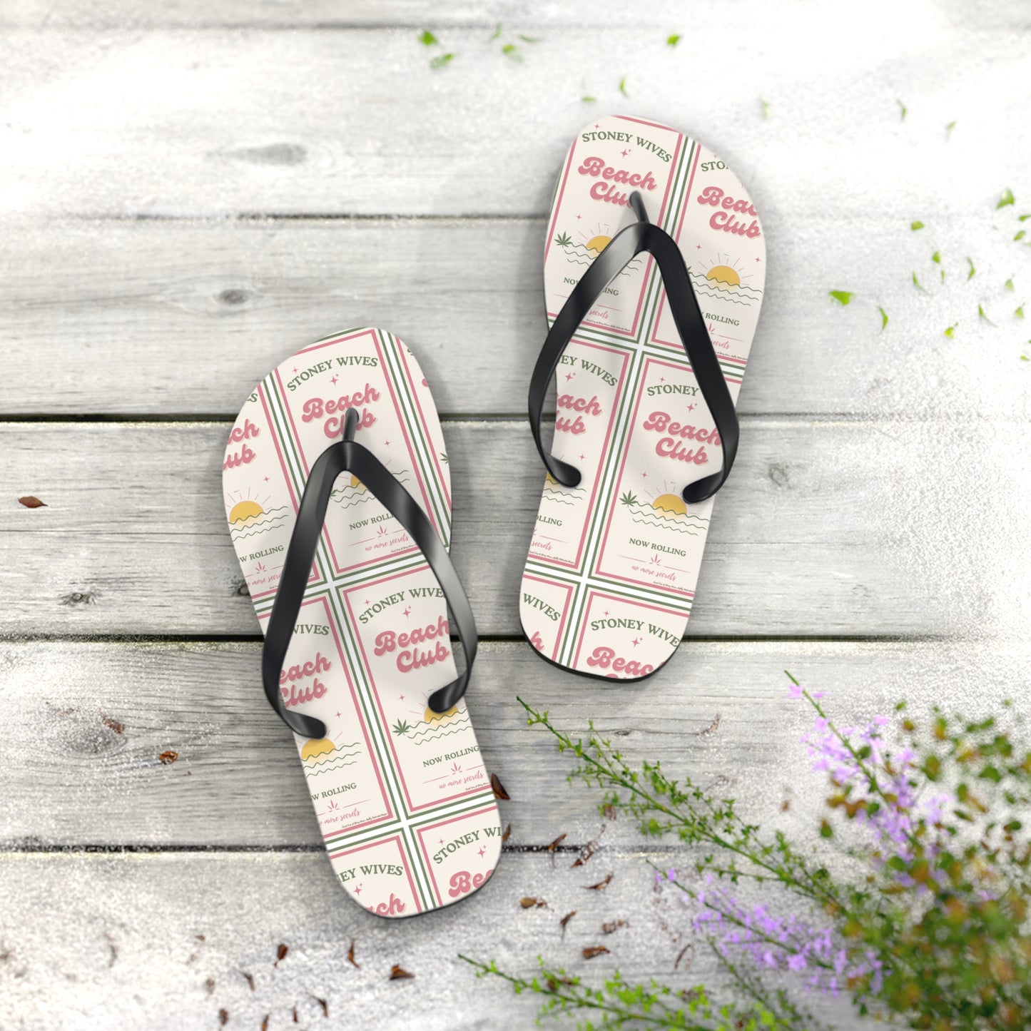 "SLOSW"  Stoney Wife Summer Sandals | The Secret Lives Of Stoney Wives Podcast Merch | Retro Flip Flops | Beach Footwear | Cushioned Summer Slides | Shoes