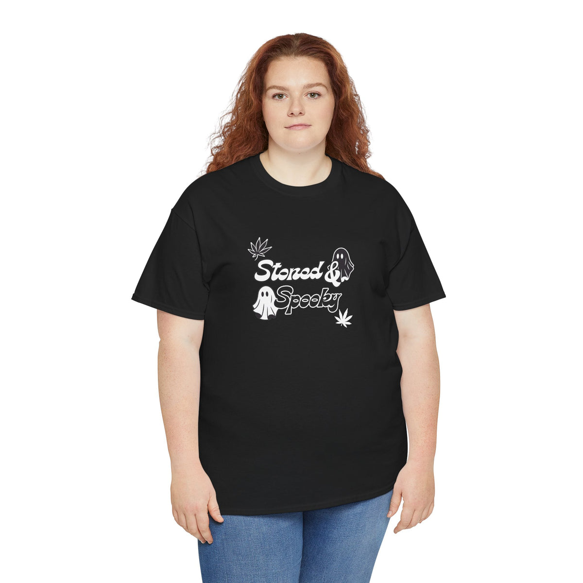 "Stoned & Spooky" Halloween T-Shirt | Retro Ghost Graphic Tee | Funny Spooky Season Shirt | Unisex Fall Streetwear | Highly Motivated Designs
