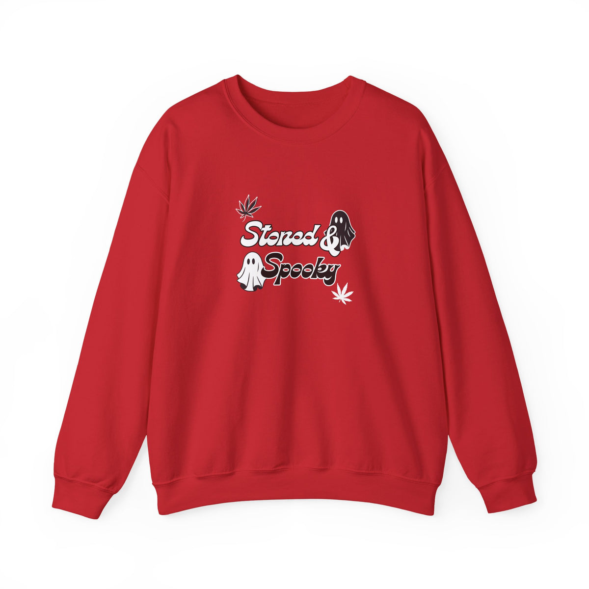 "Stoned & Spooky" Halloween Sweatshirt | Retro Ghost Graphic Crewneck | Cozy Fall Streetwear Pullover | Funny Spooky Season Sweater | Highly Motivated Designs