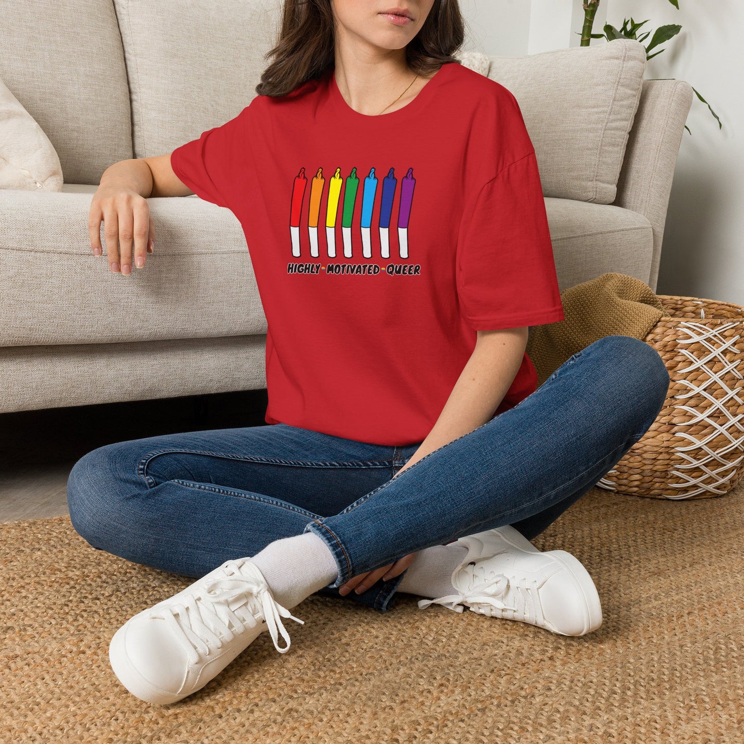 "PRIDE" Highly Motivated Queer T-Shirt | LGBTQIA+ Rainbow Graphic Tee | Colorful Unisex Streetwear Shirt | Pride Month Apparel | Highly Motivated Designs