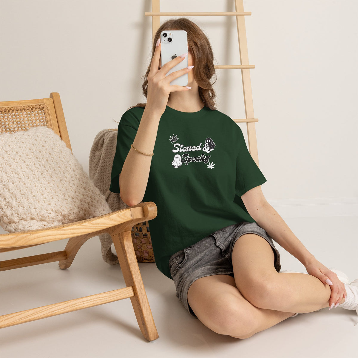 "Stoned & Spooky" Halloween T-Shirt | Retro Ghost Graphic Tee | Funny Spooky Season Shirt | Unisex Fall Streetwear | Highly Motivated Designs