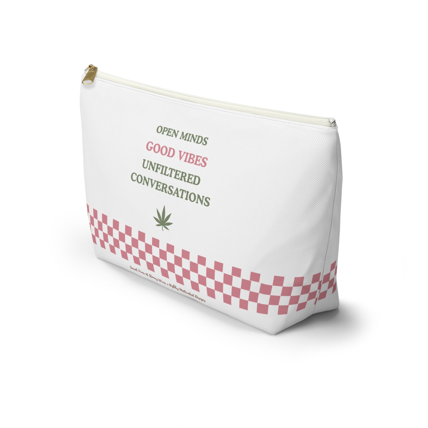 "SLOSW" Unfiltered Conversations Pouch | The Secret Lives Of Stoney Wives Podcast Merch | Pink Checkerboard Weed Accessory Bag