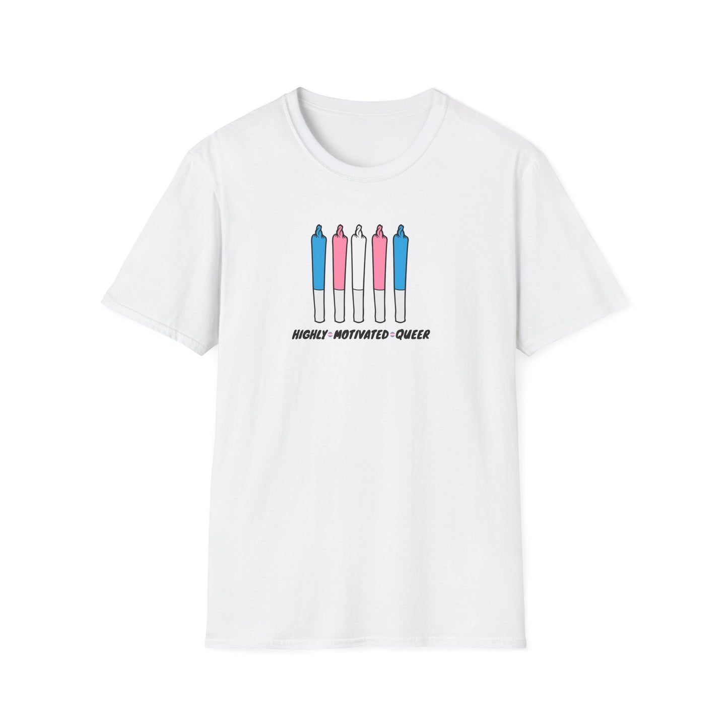 "PRIDE" Highly Motivated Queer Trans Pride T-Shirt | Trans Flag Graphic Tee | LGBTQIA+ Rainbow Streetwear Shirt | Pride Collection Apparel | Highly Motivated Designs