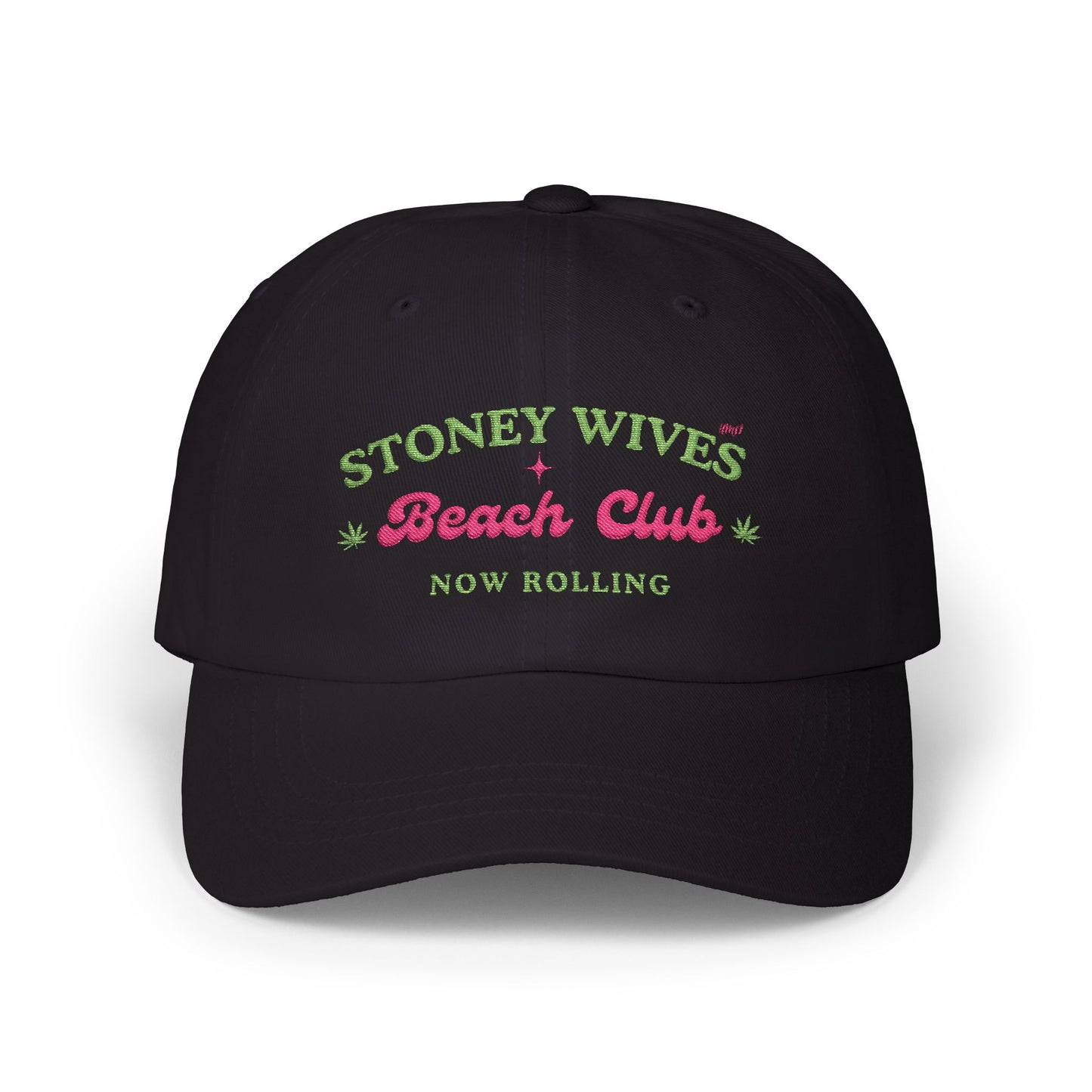 "SLOSW" Stoney Wives Beach Club Dad Hat | Embroidered Podcast Merch Baseball Cap | The Secret Lives of Stoney Wives | Vintage Cotton Golf Cap | Golf Course Casual Wear