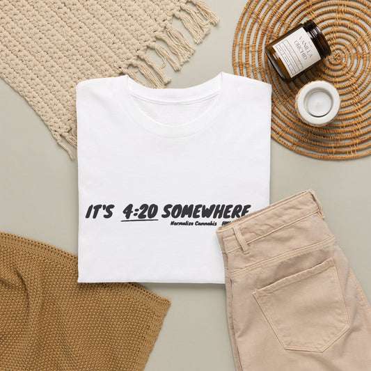 "It's 4:20 Somewhere" Graphic T-Shirt | Funny Retro 420 Tee | Minimalist Unisex Streetwear Shirt | Planty Lifestyle Apparel | Highly Motivated Designs